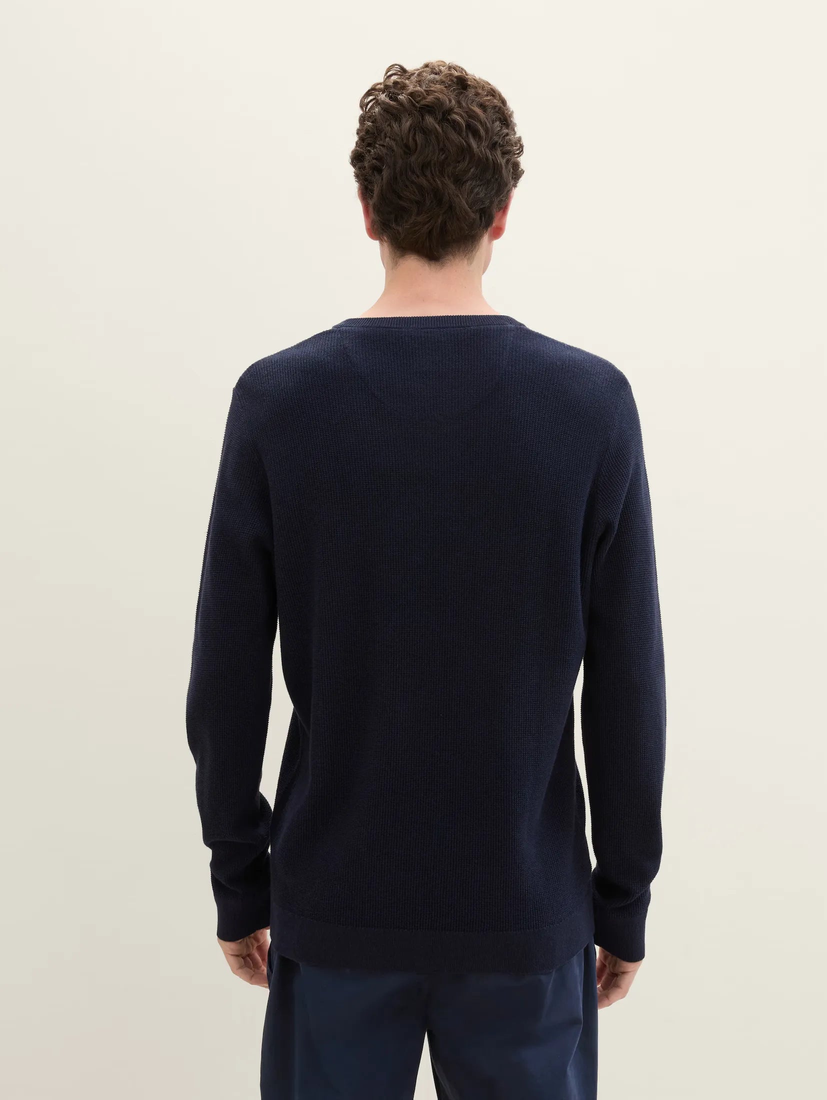 Tom tailor Textured V-Neck Navy Sweater