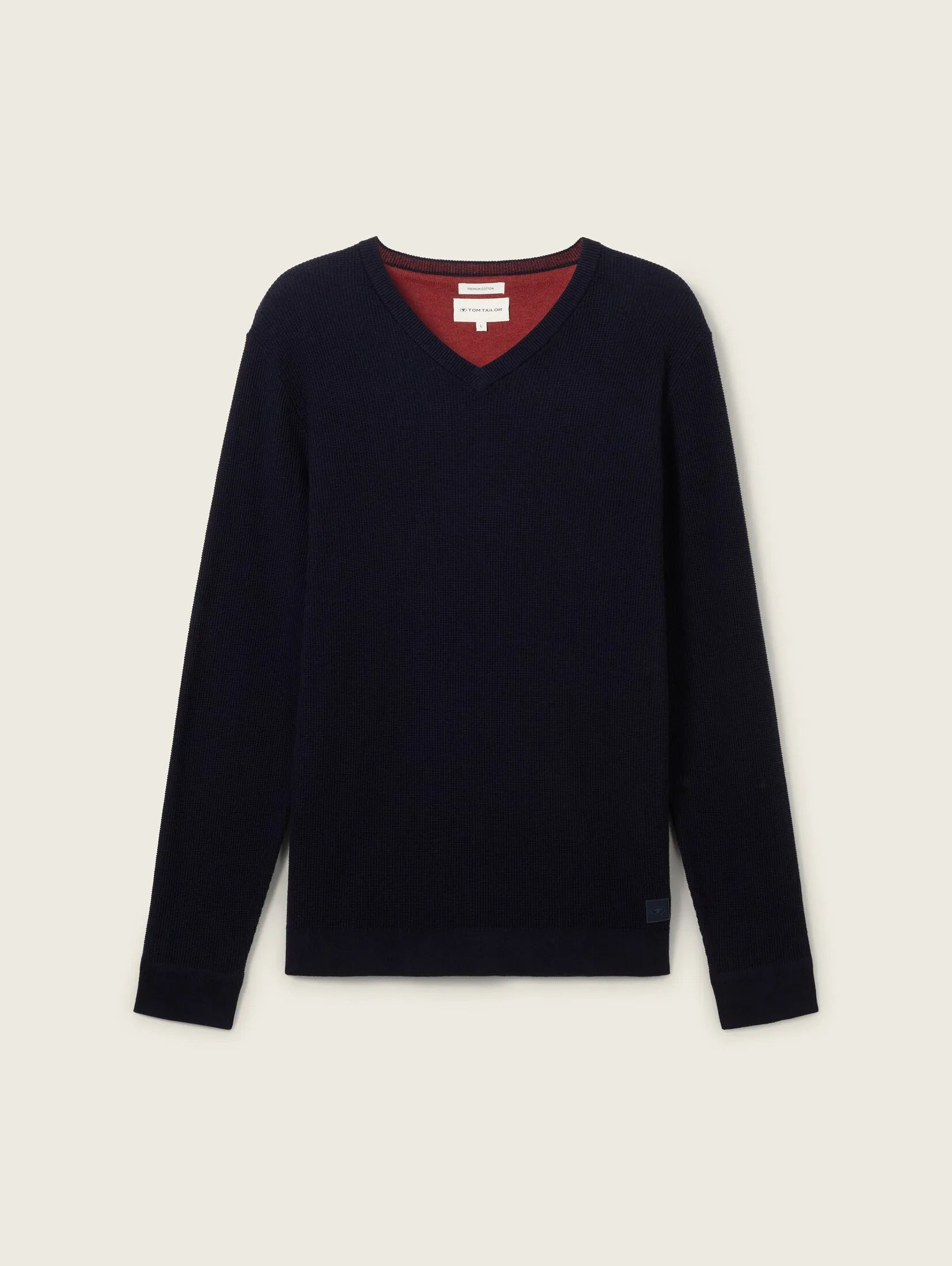 Tom tailor Textured V-Neck Navy Sweater