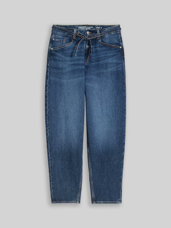 Tom Tailor Barrel Dark Stone Blue Denim Jeans With Belt