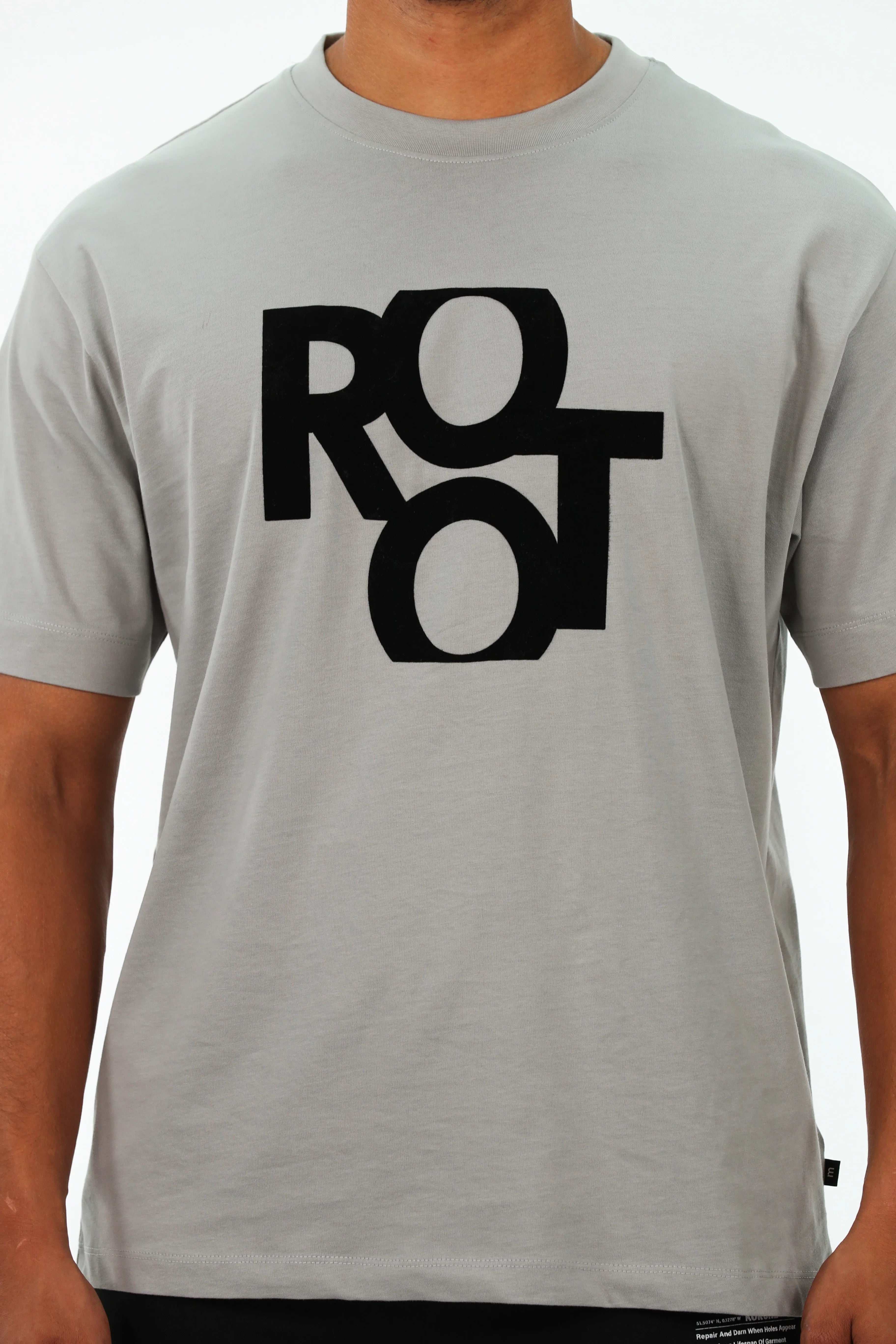 Oversized Mid Grey T-shirt With "Root" Front Design