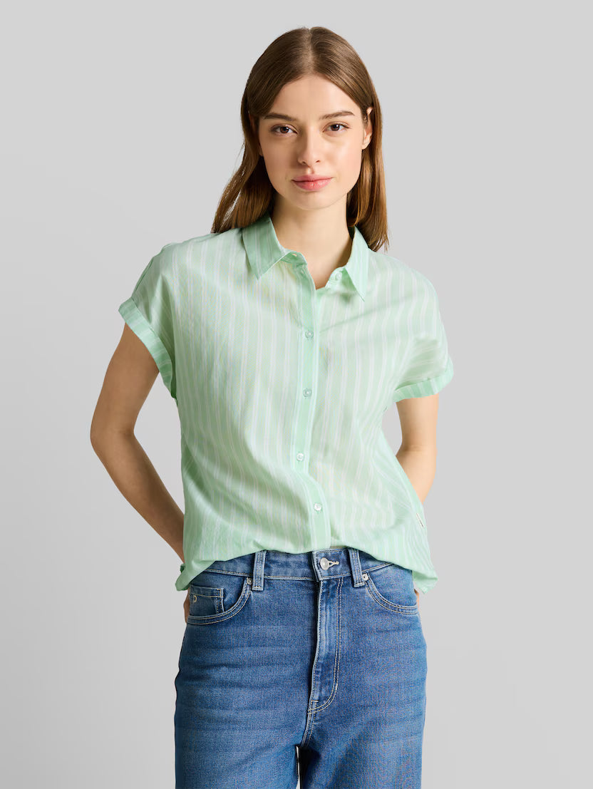 Tom Tailor Green White Striped Shirt