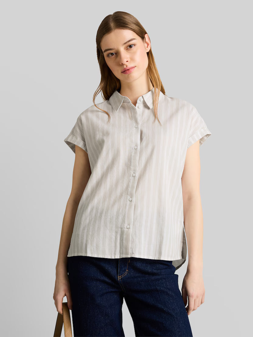 Tom Tailor Beige White Striped Shirt