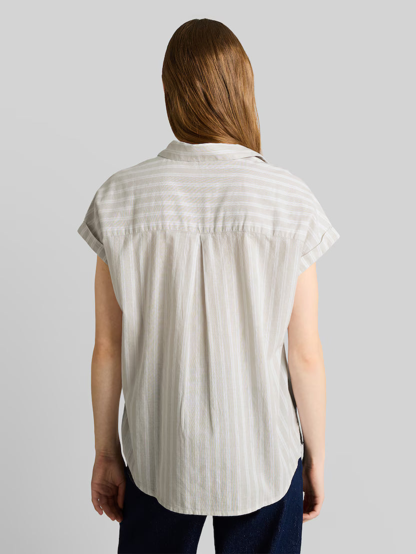 Tom Tailor Beige White Striped Shirt