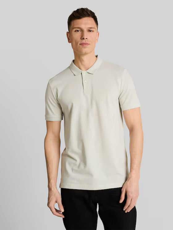 Tom Tailor Greyish White Cotton Piqué Polo Shirt