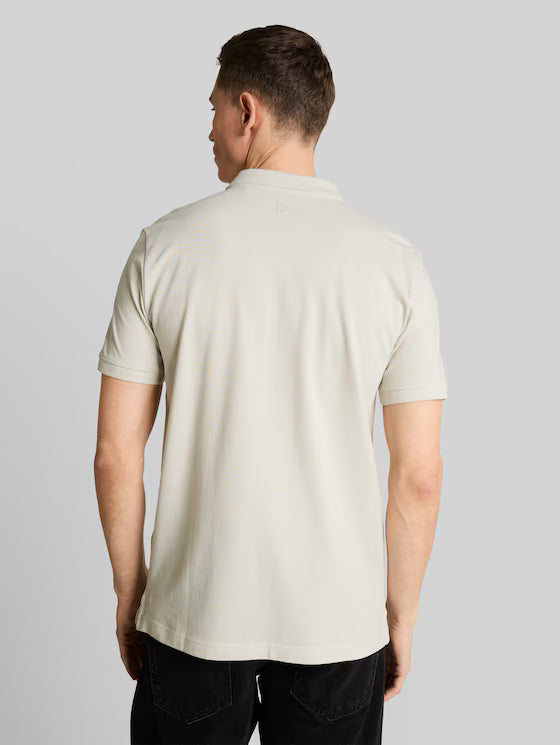 Tom Tailor Greyish White Cotton Piqué Polo Shirt
