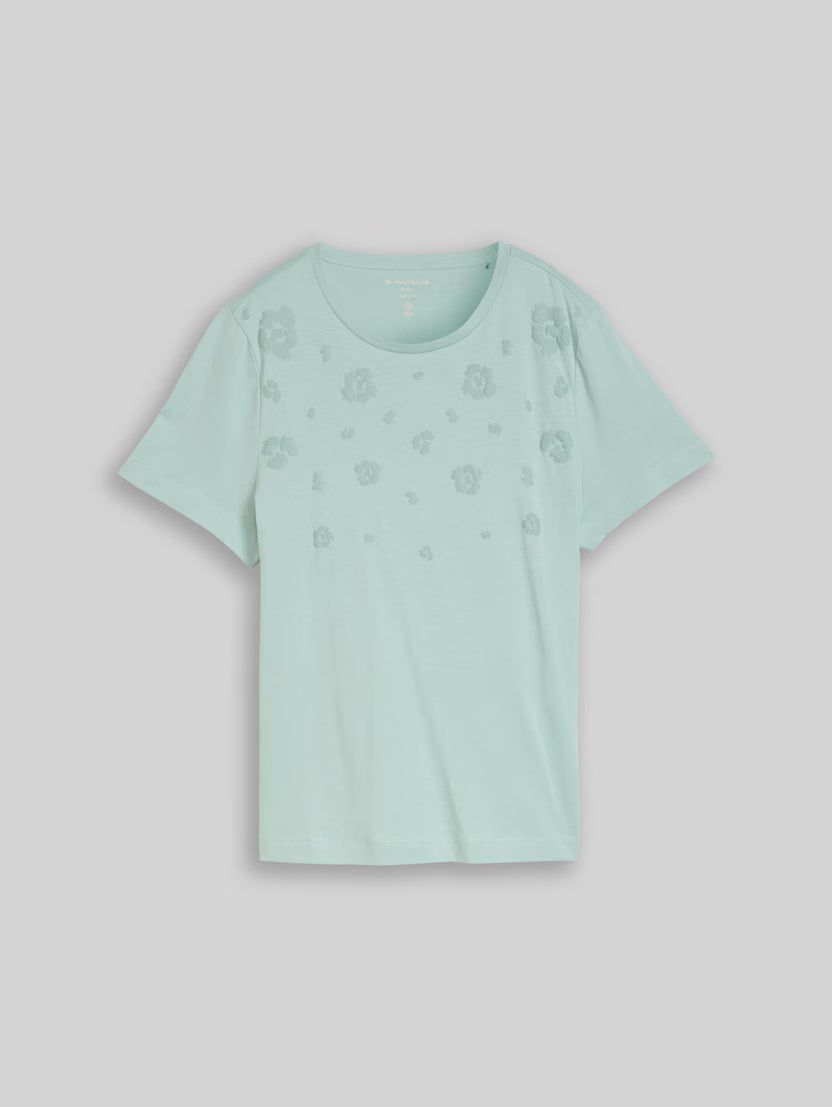 Tom Tailor Blue Haz Round Neck T-Shirt With Print