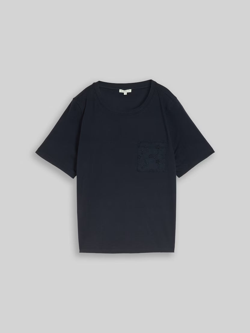 Tom Tailor Navy Boxy Fit T-Shirt With Chest Pocket