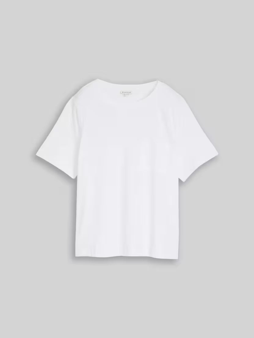 Tom Tailor White Boxy Fit T-Shirt With Chest Pocket