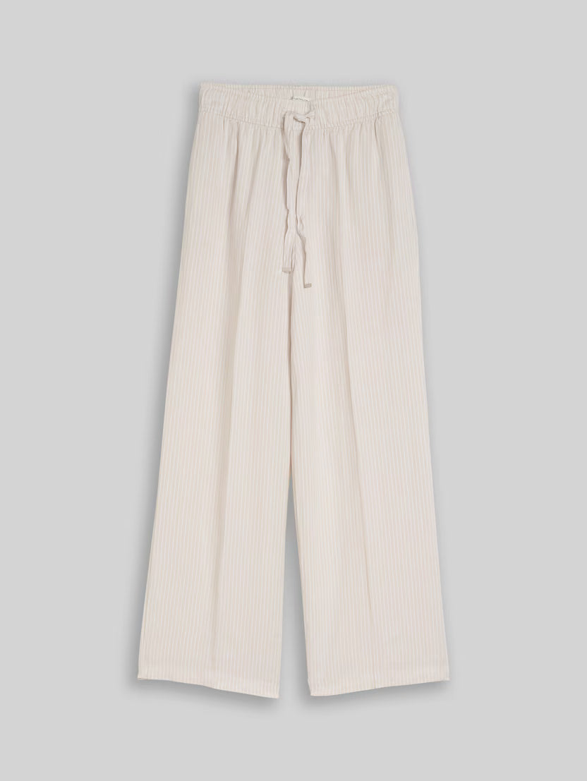Tom Tailor Taupe White Irregular Stripe Loose-Fit Trousers