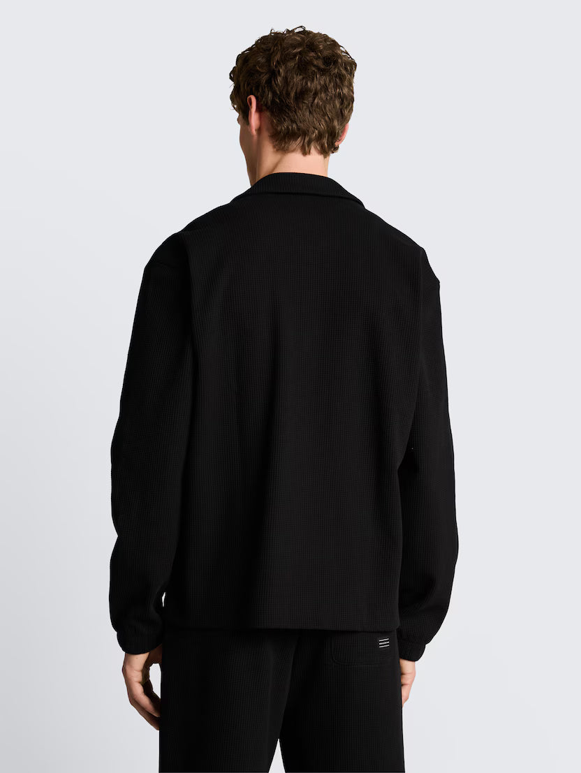 Tom Tailor Black Relaxed Fit Overshirt With Waffle Texture