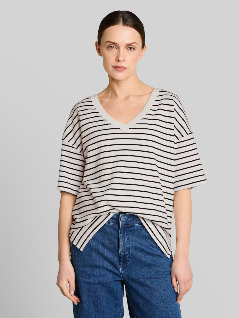 Tom Tailor White Navy Oversized T-shirt With Striped Pattern