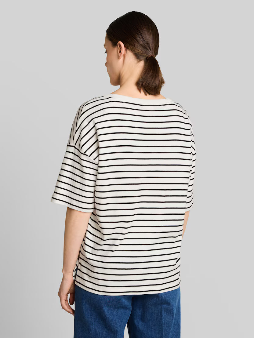 Tom Tailor White Navy Oversized T-shirt With Striped Pattern
