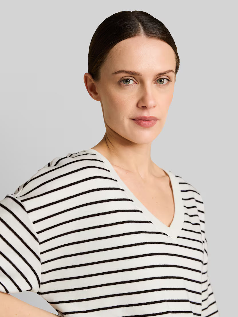 Tom Tailor White Navy Oversized T-shirt With Striped Pattern
