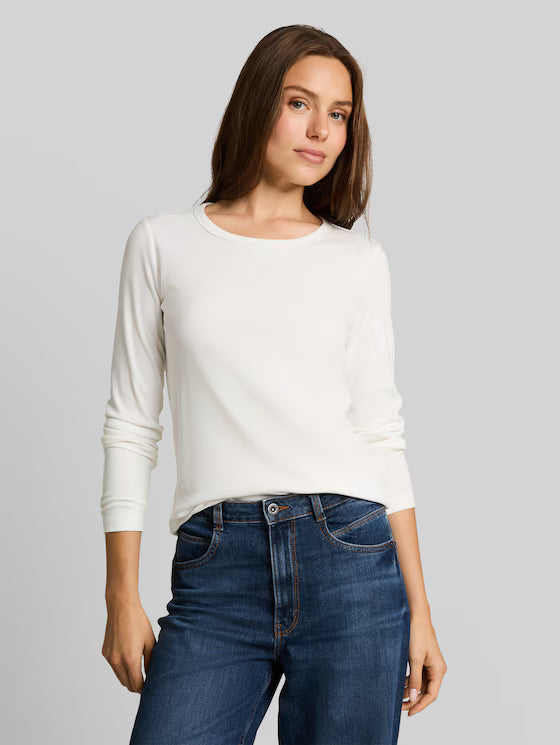 Tom Tailor Basic Long-Sleeved Cotton White T-Shirt