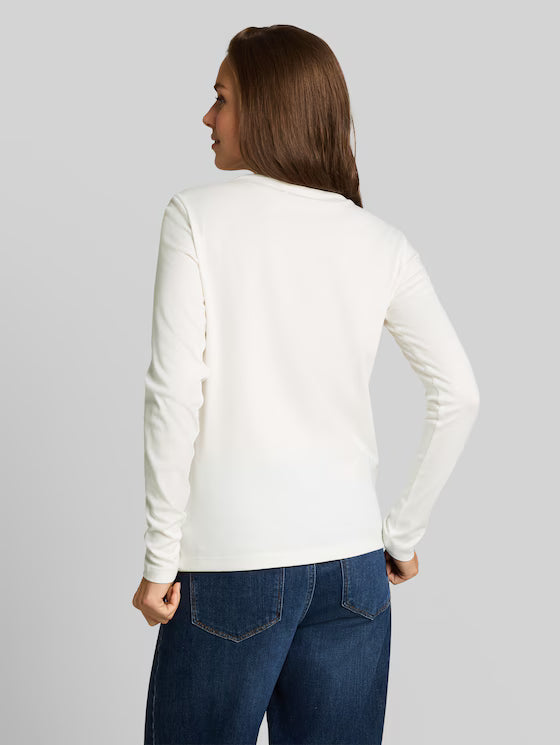 Tom Tailor Basic Long-Sleeved Cotton White T-Shirt