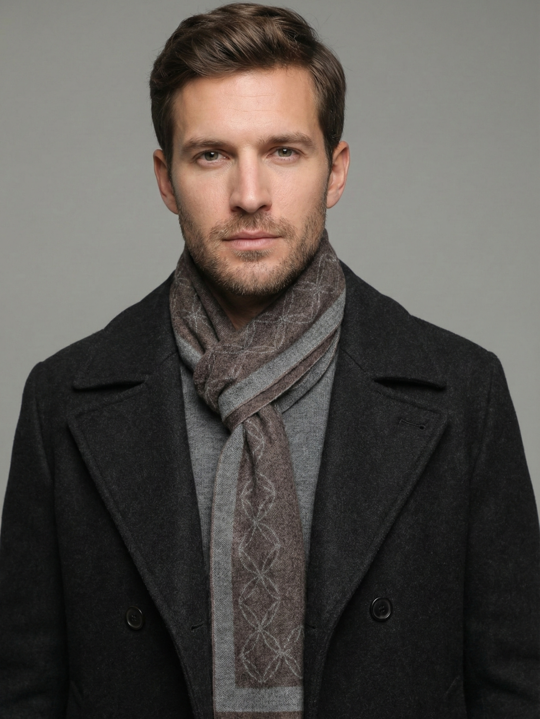 Brown Wool Blend Stylish Scarf