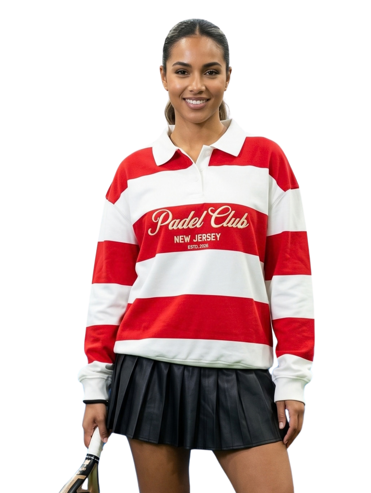 Red Striped Polo Sweartshirt