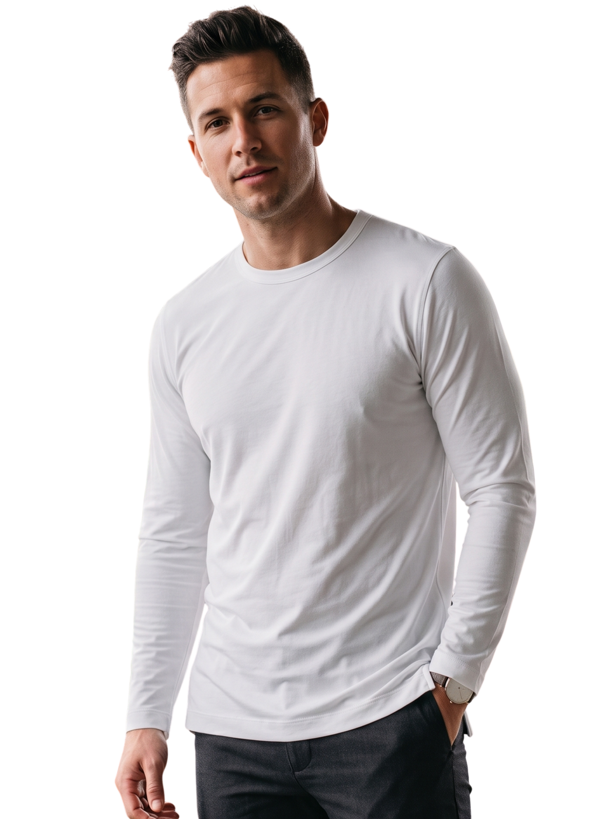 White Basic Crew Neck Sweater