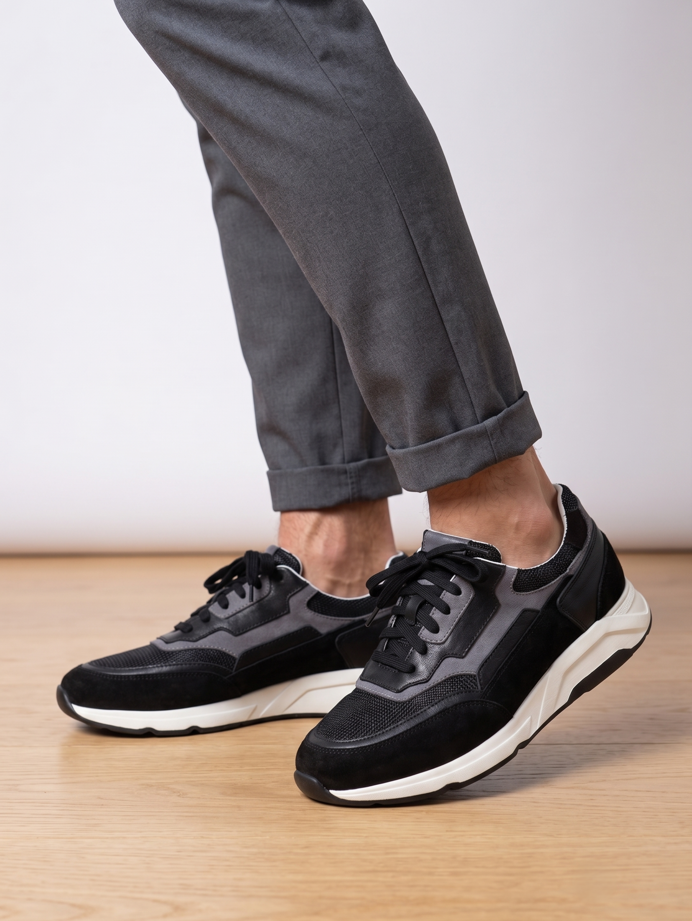 Chamois Coastline Black & Grey Casual Shoes