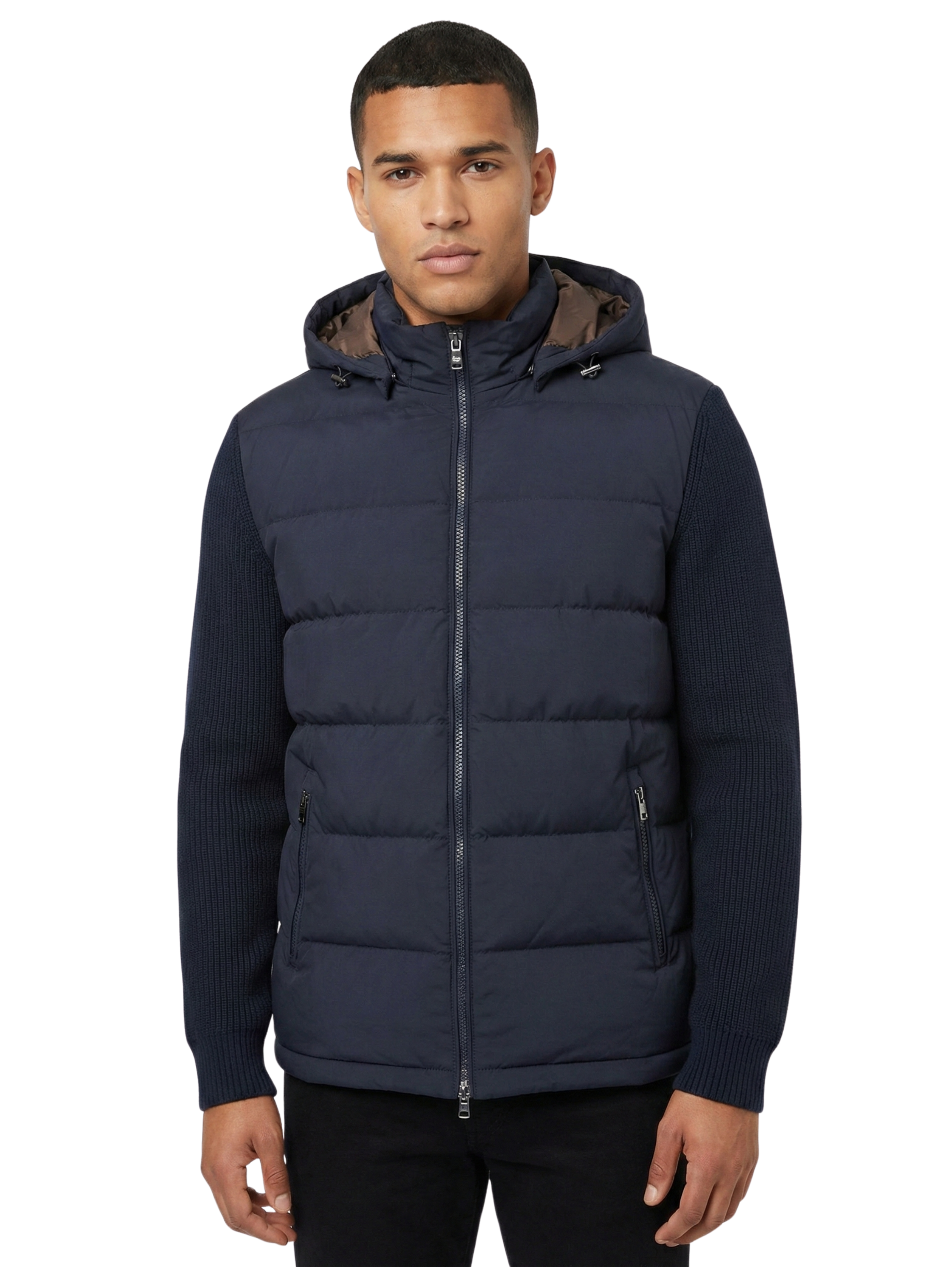 Damat Zipper Padded Navy Jacket With Zippered Closable Pockets
