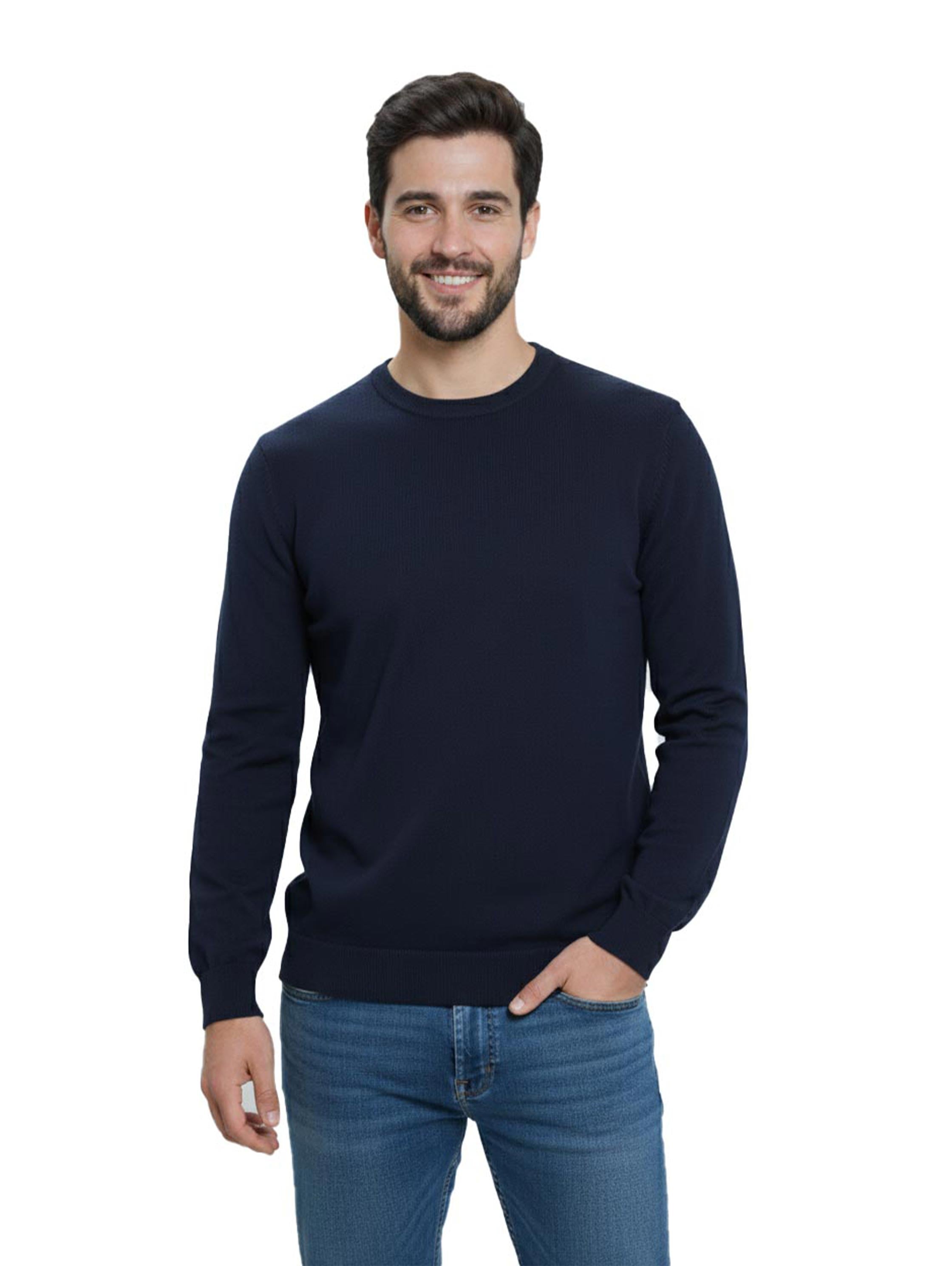 Stand Up Collar Knitwear Navy Pullover