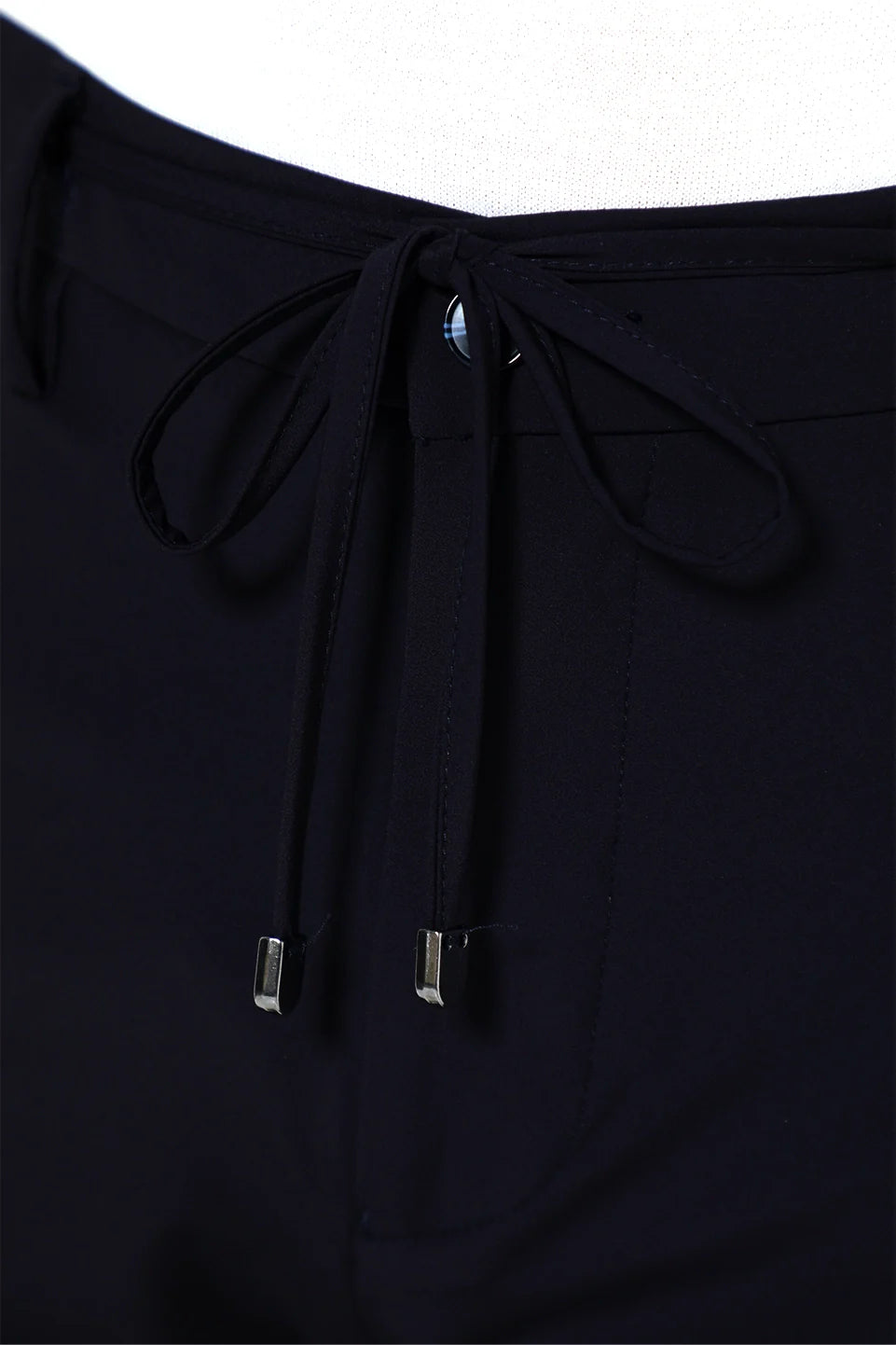 Elastic Waisted Navy Pant With Zipper