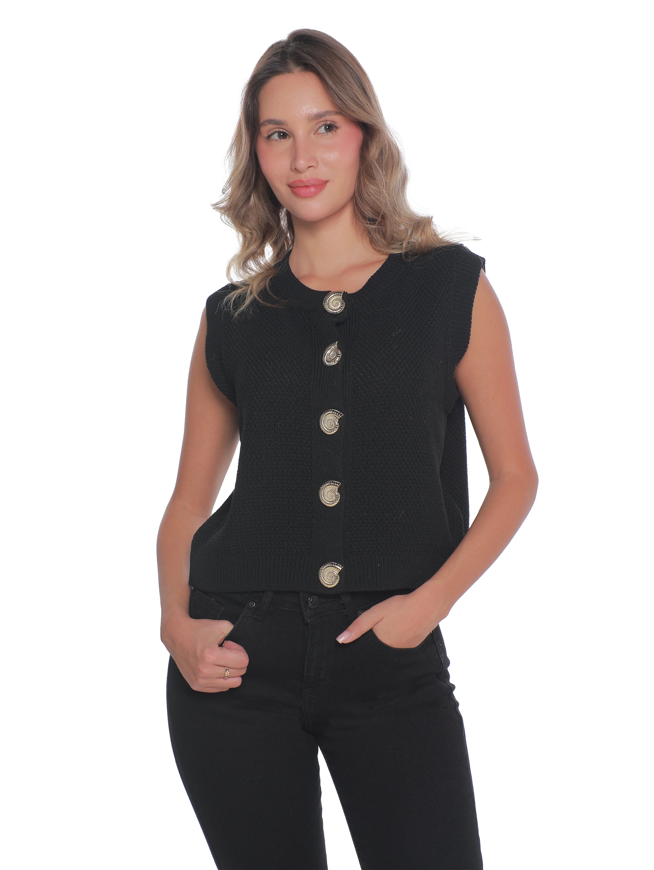 Black Vest With Button To Close