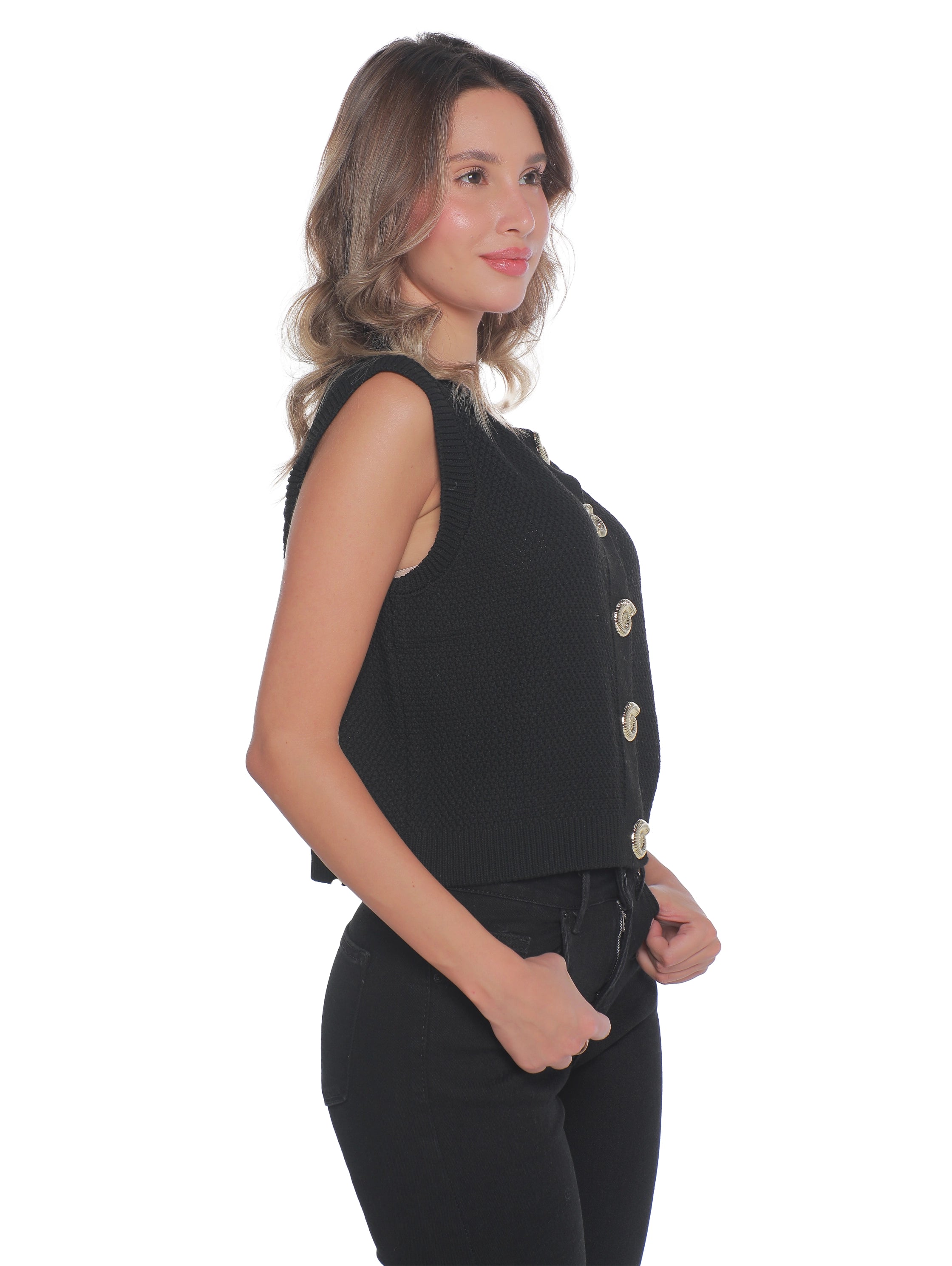 Black Vest With Button To Close