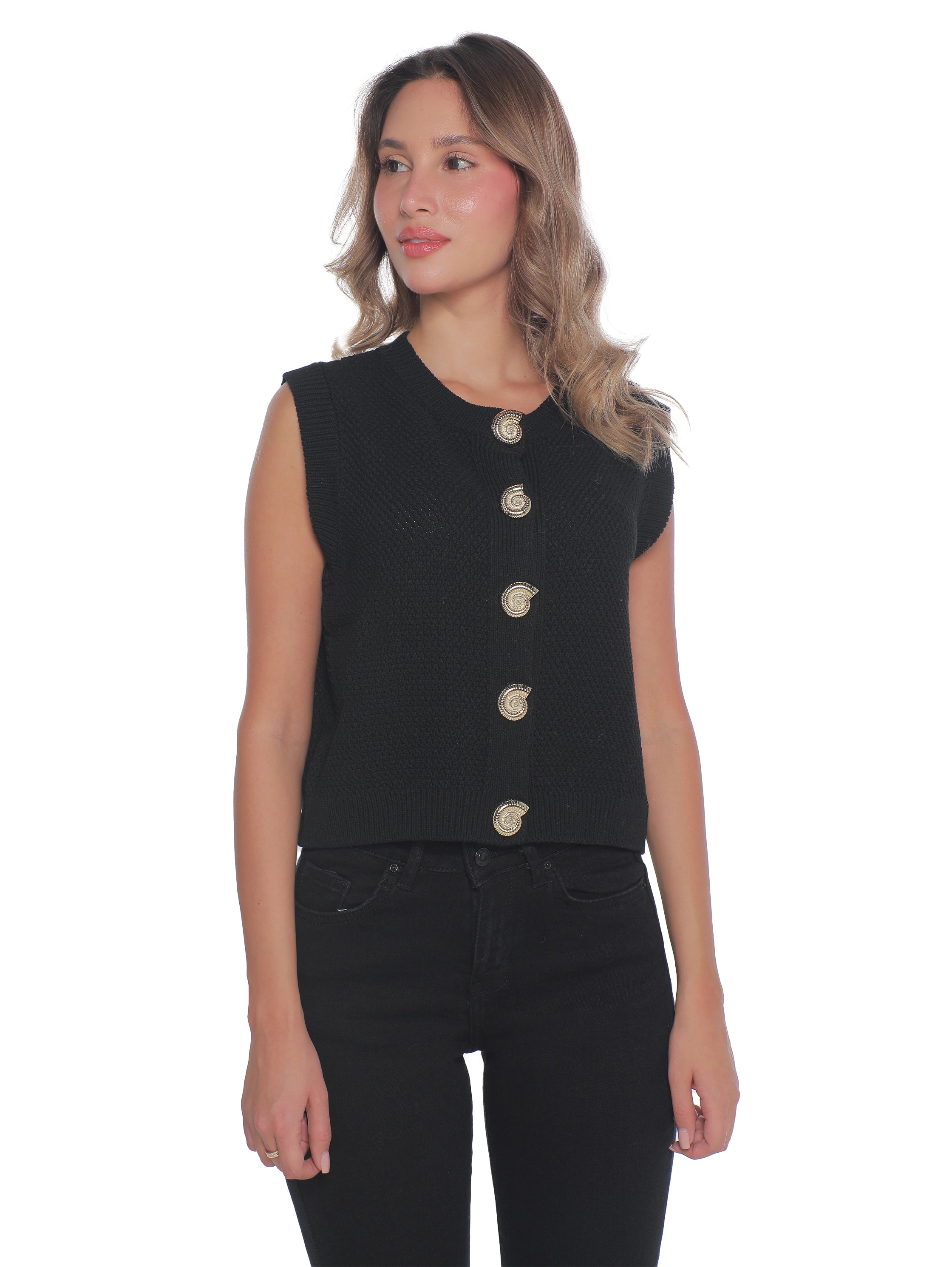 Black Vest With Button To Close