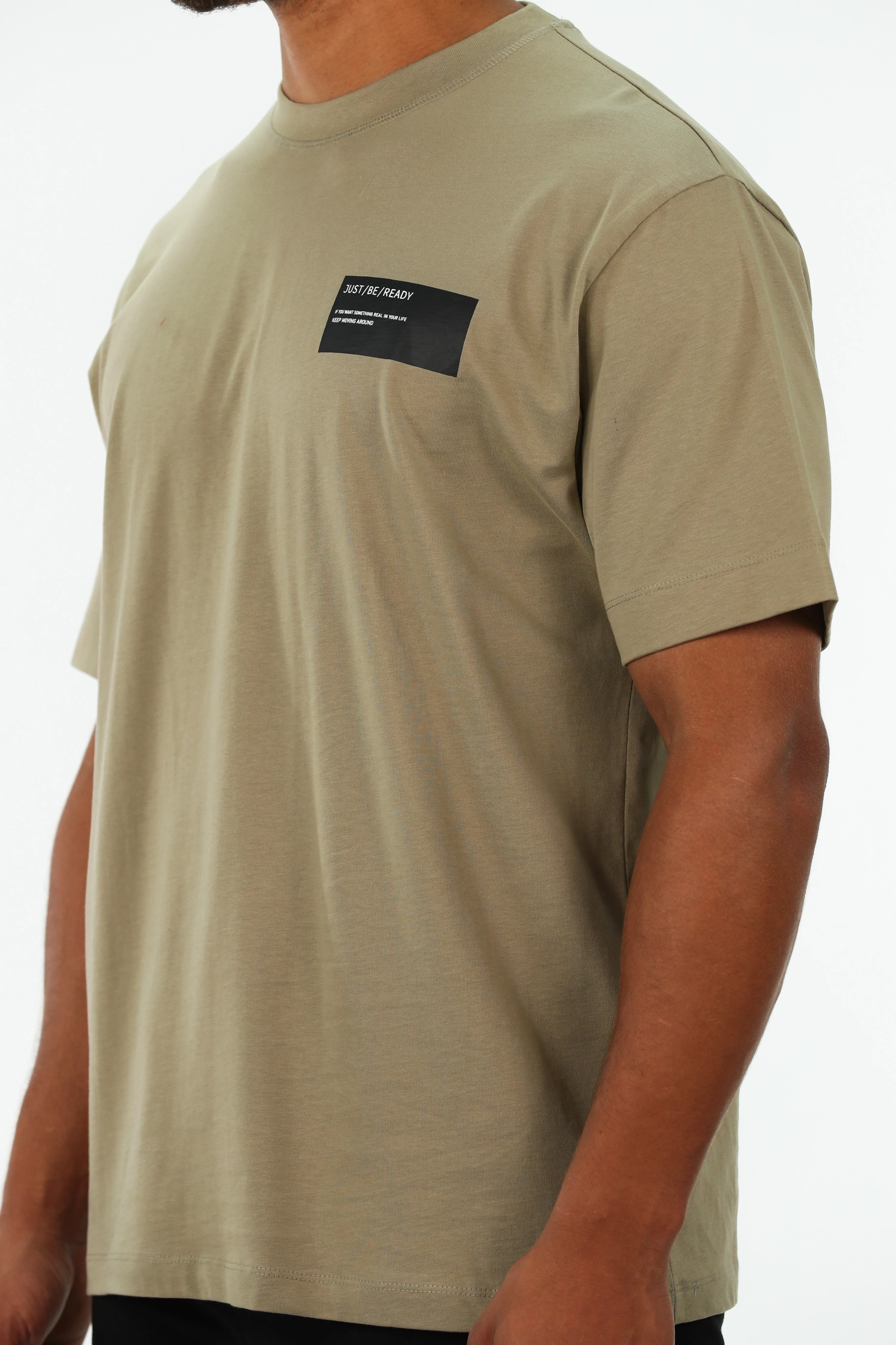 Oversized Light Khaki T-shirt With Simple Design