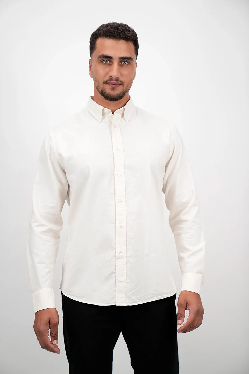 Long Sleeved Beige Linen Shirt