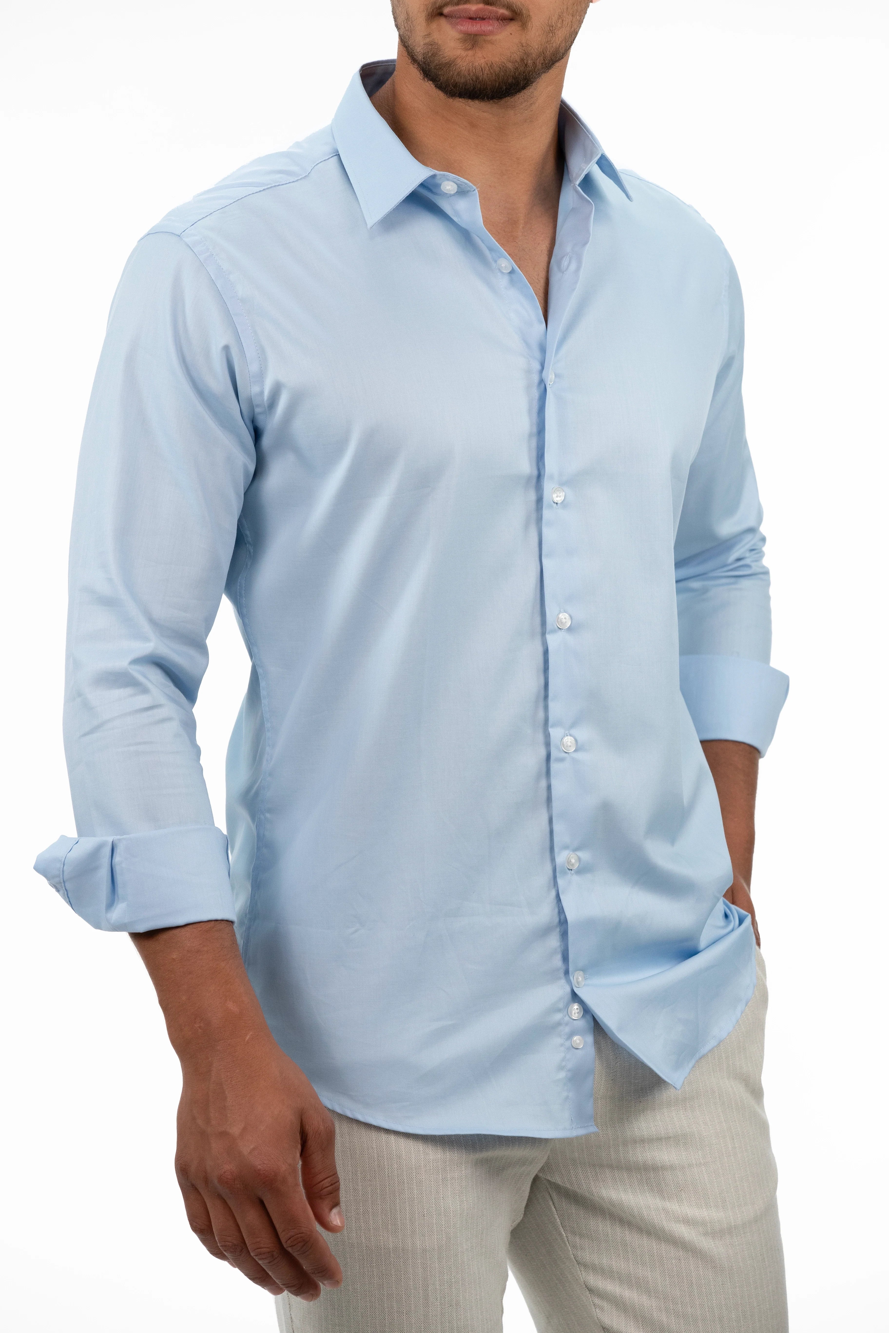 Non Iron Long Sleeved Light Blue Shirt