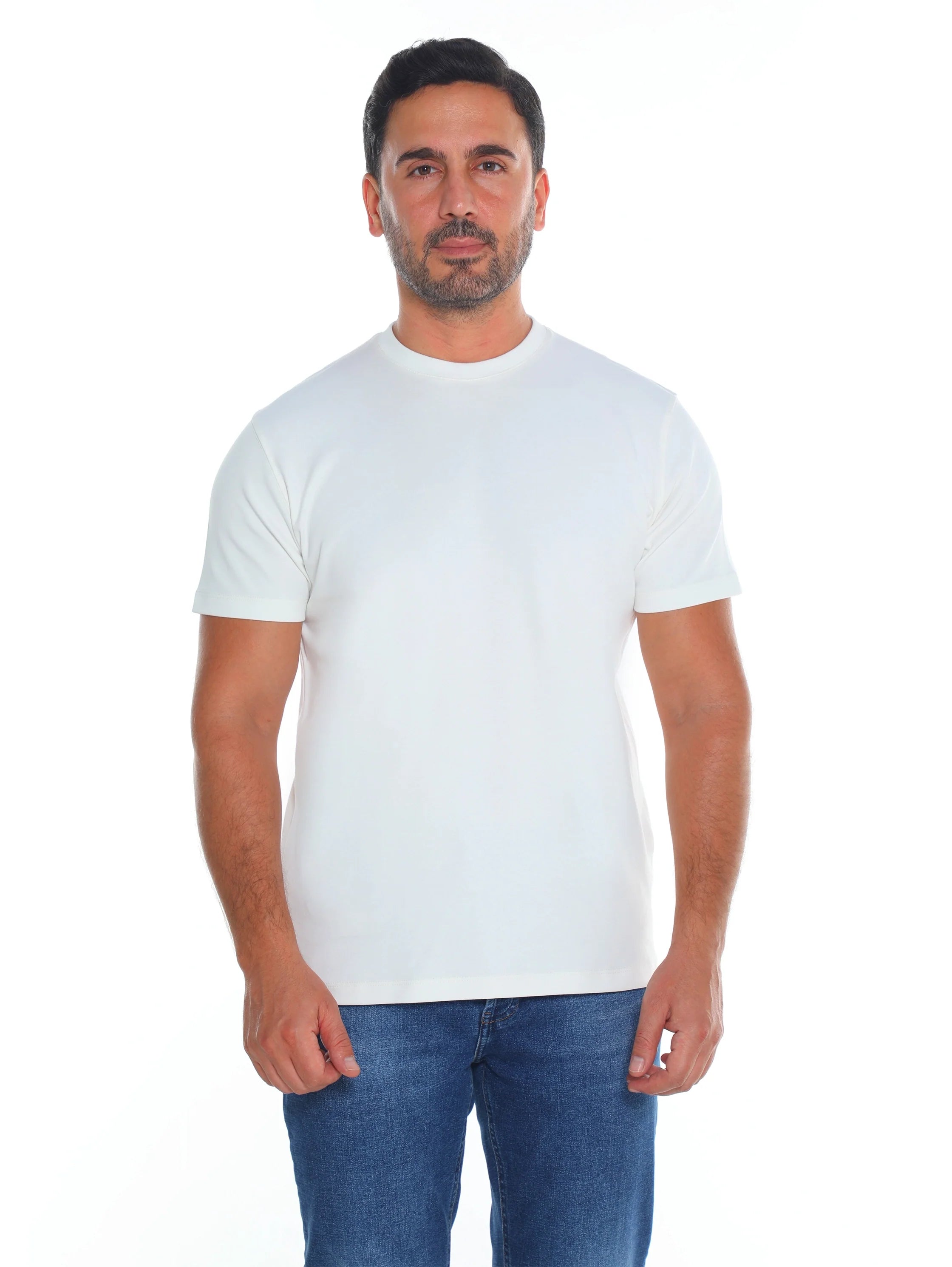 Frappoli Off white Short Sleeve Basic Round Neck T-shirt