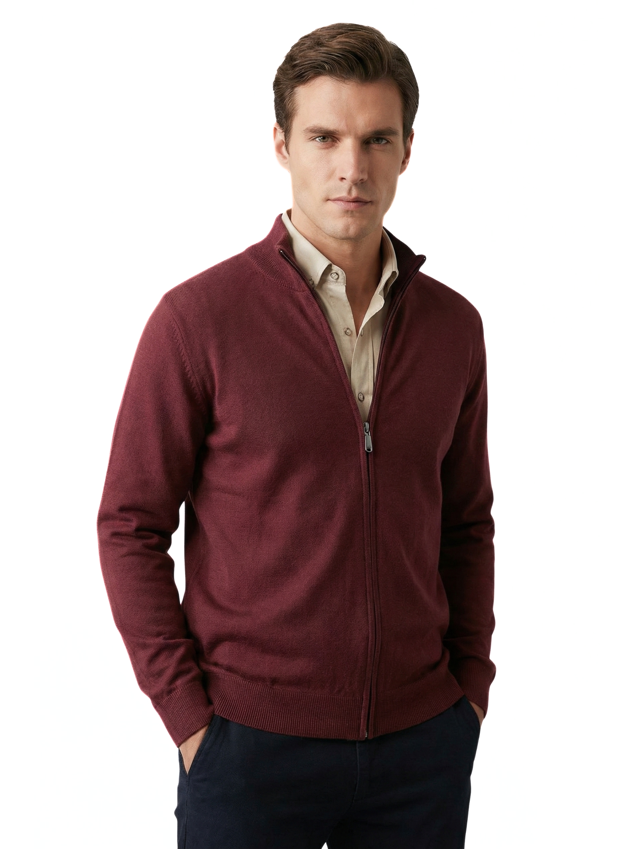 Knitwear Bordo Full Zipper Pullover