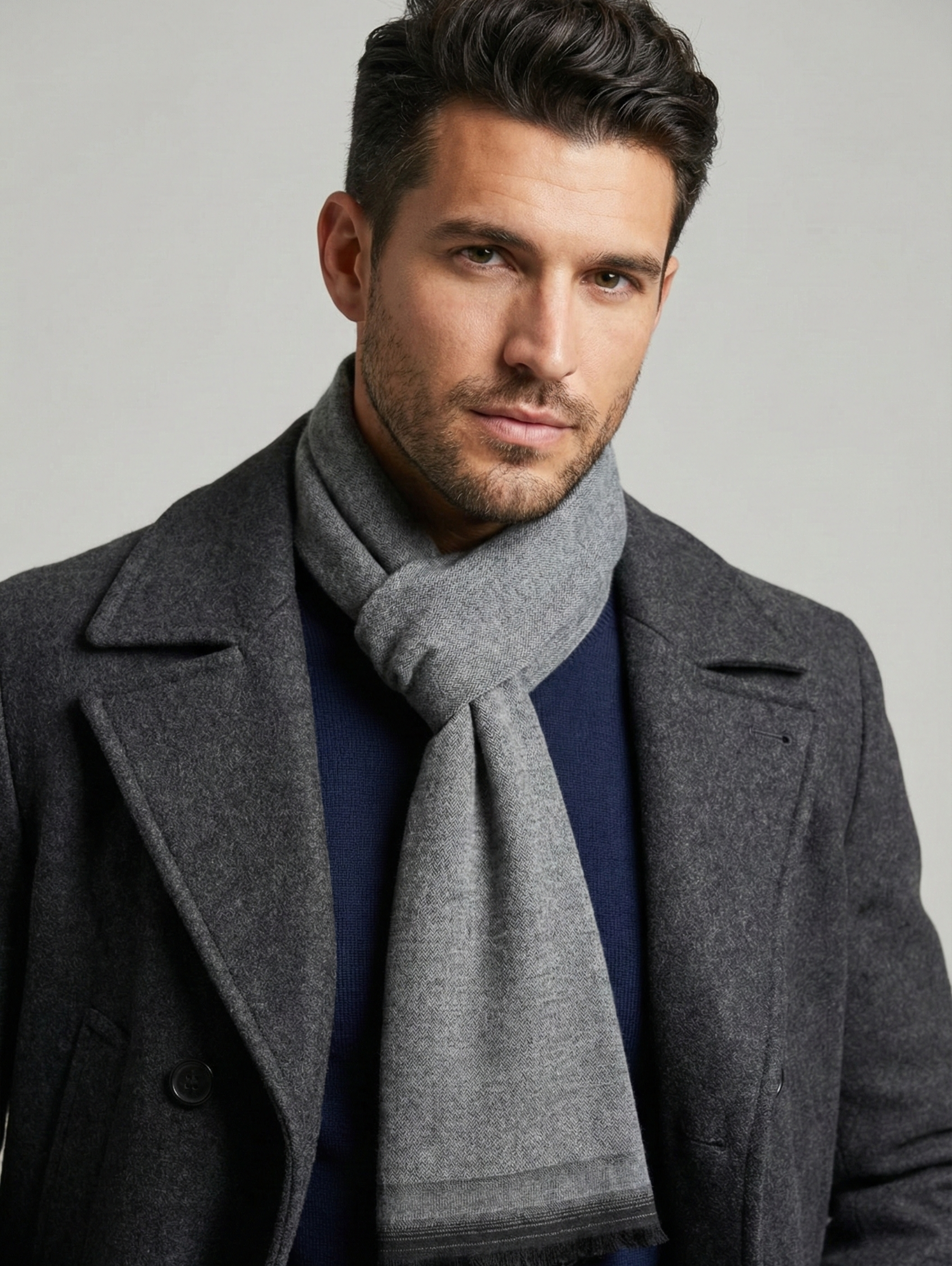 Grey Wool Blend Stylish Scarf