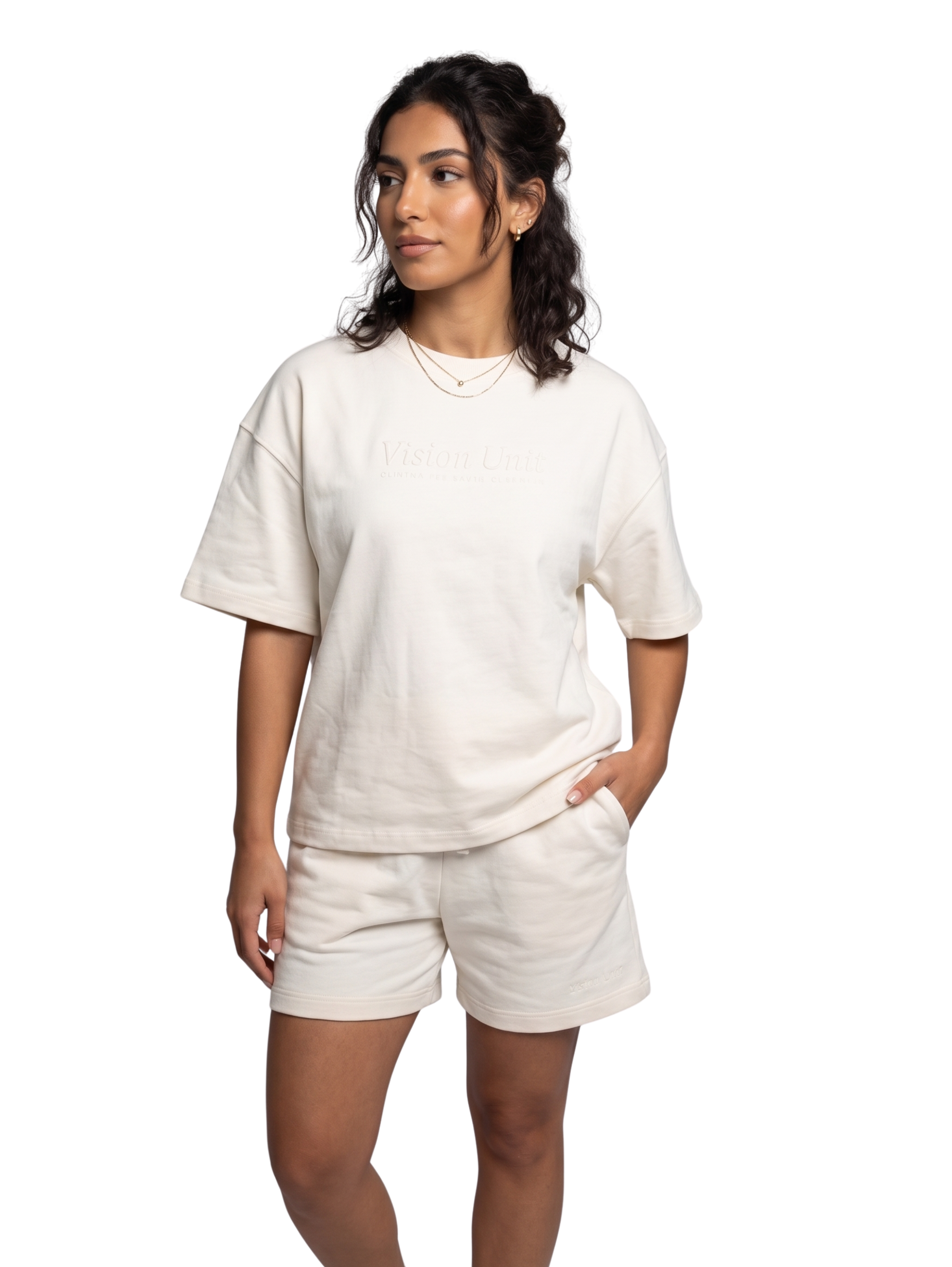 Beige Short Sleeved Cotton Short Set