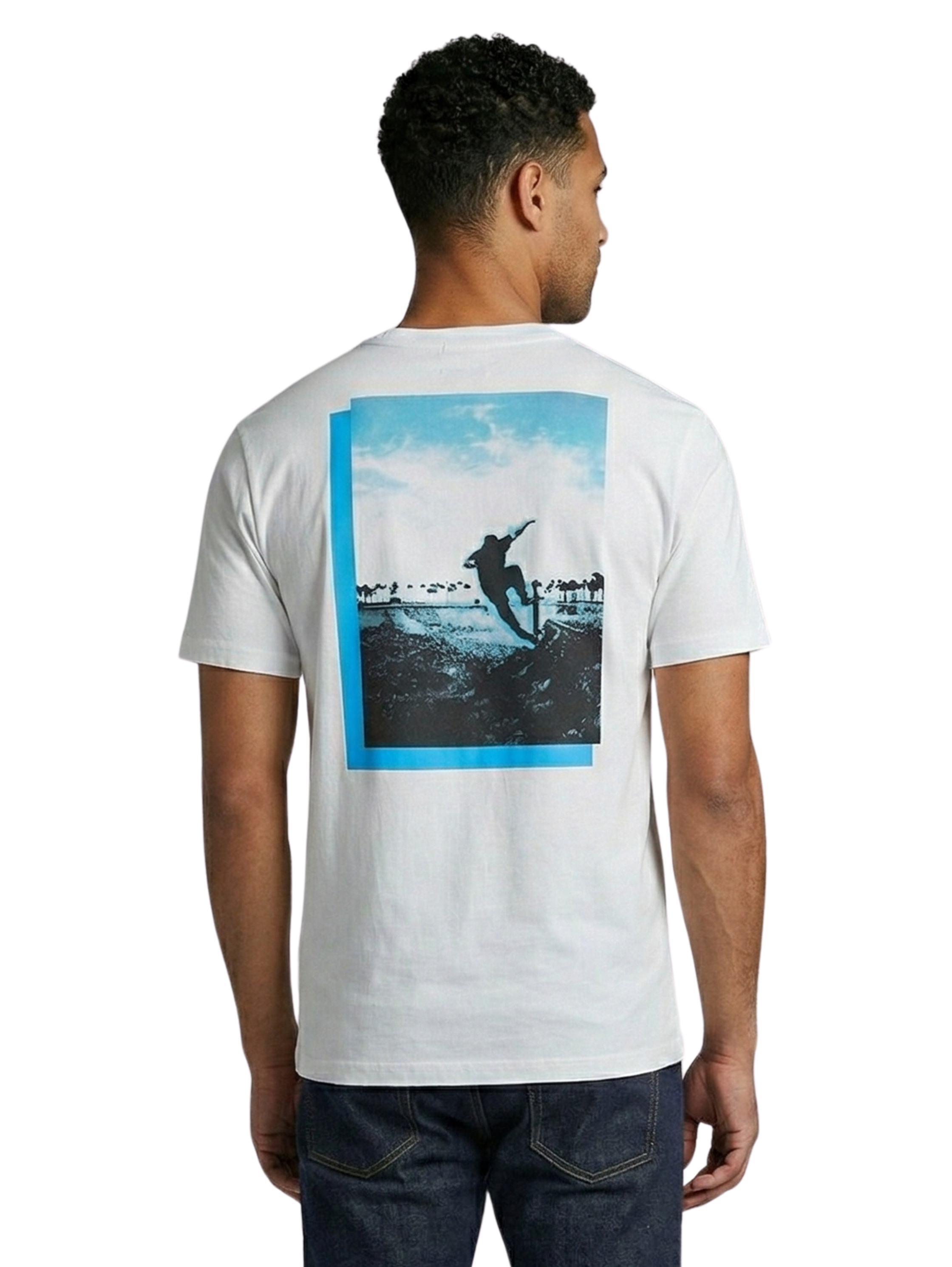 Round Neck White T-shirt With Back Design