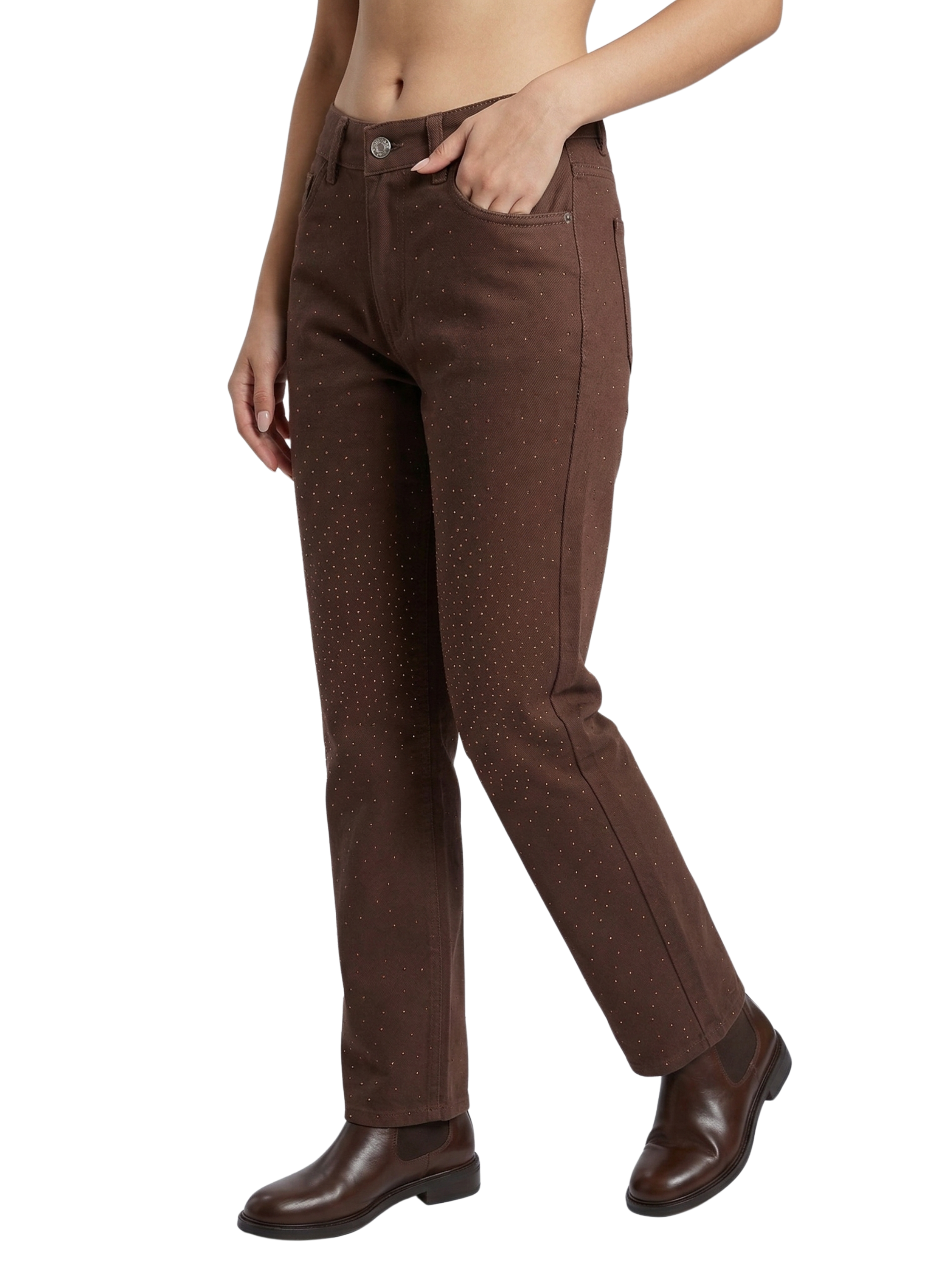 Brown Jeans With Five Pockets Style