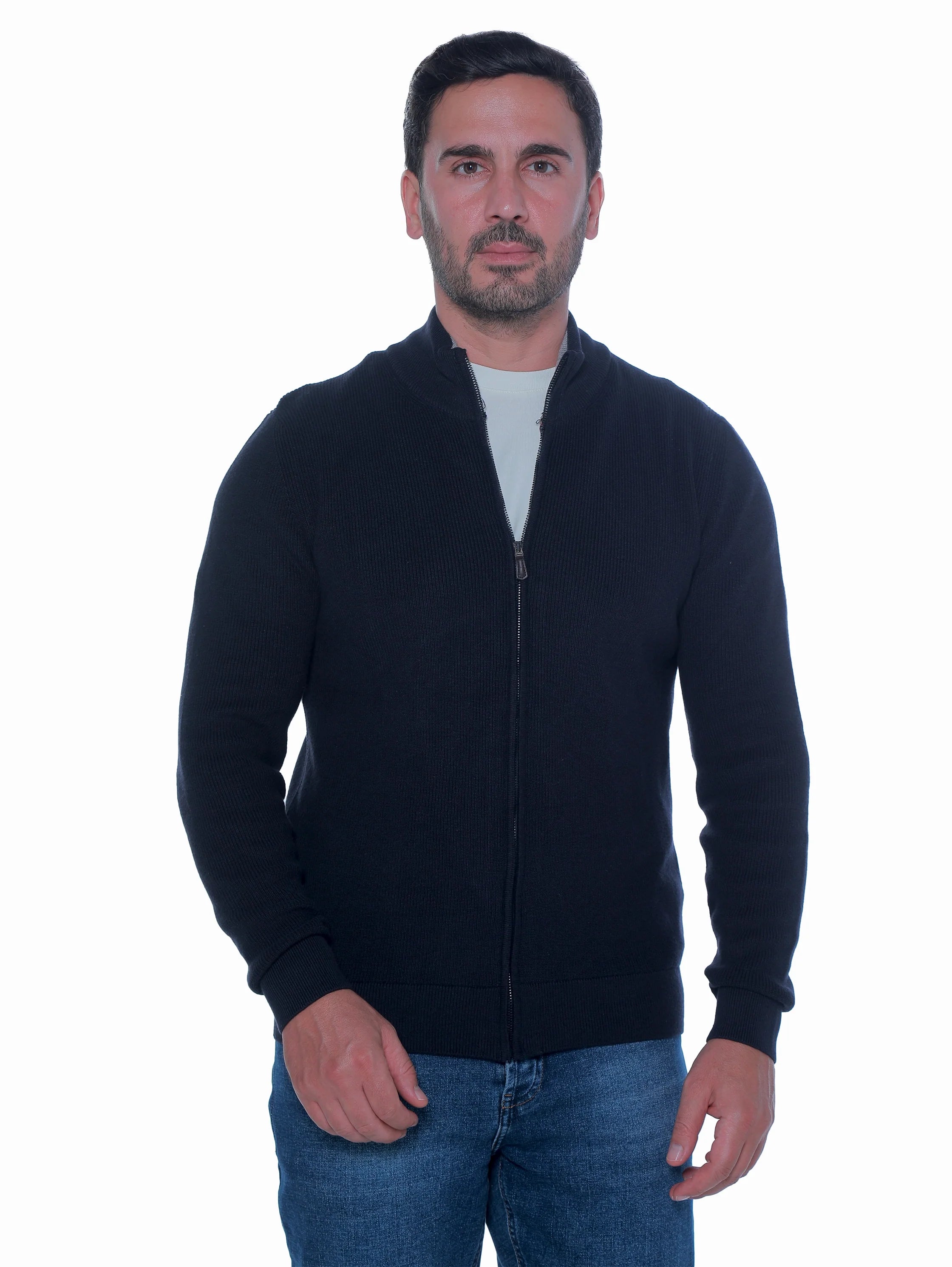 Navy Pullover With Full Zipper To Close