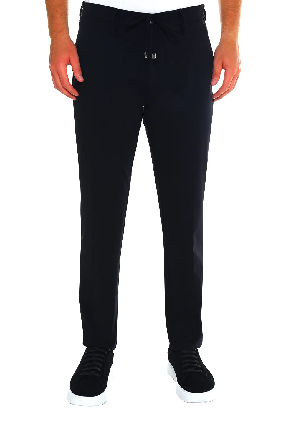 Elastic Waisted Black Pant With Zipper