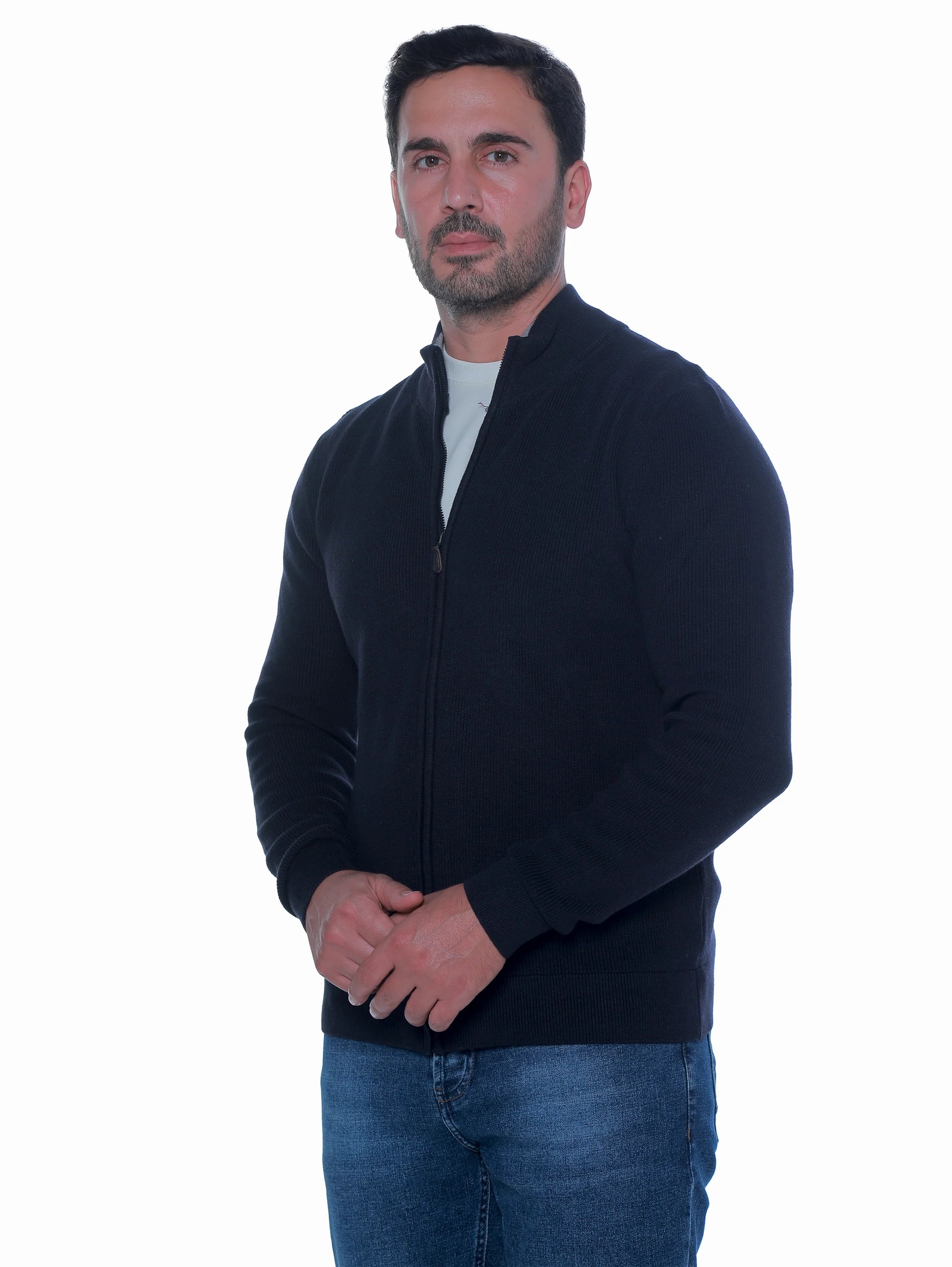Navy Pullover With Full Zipper To Close