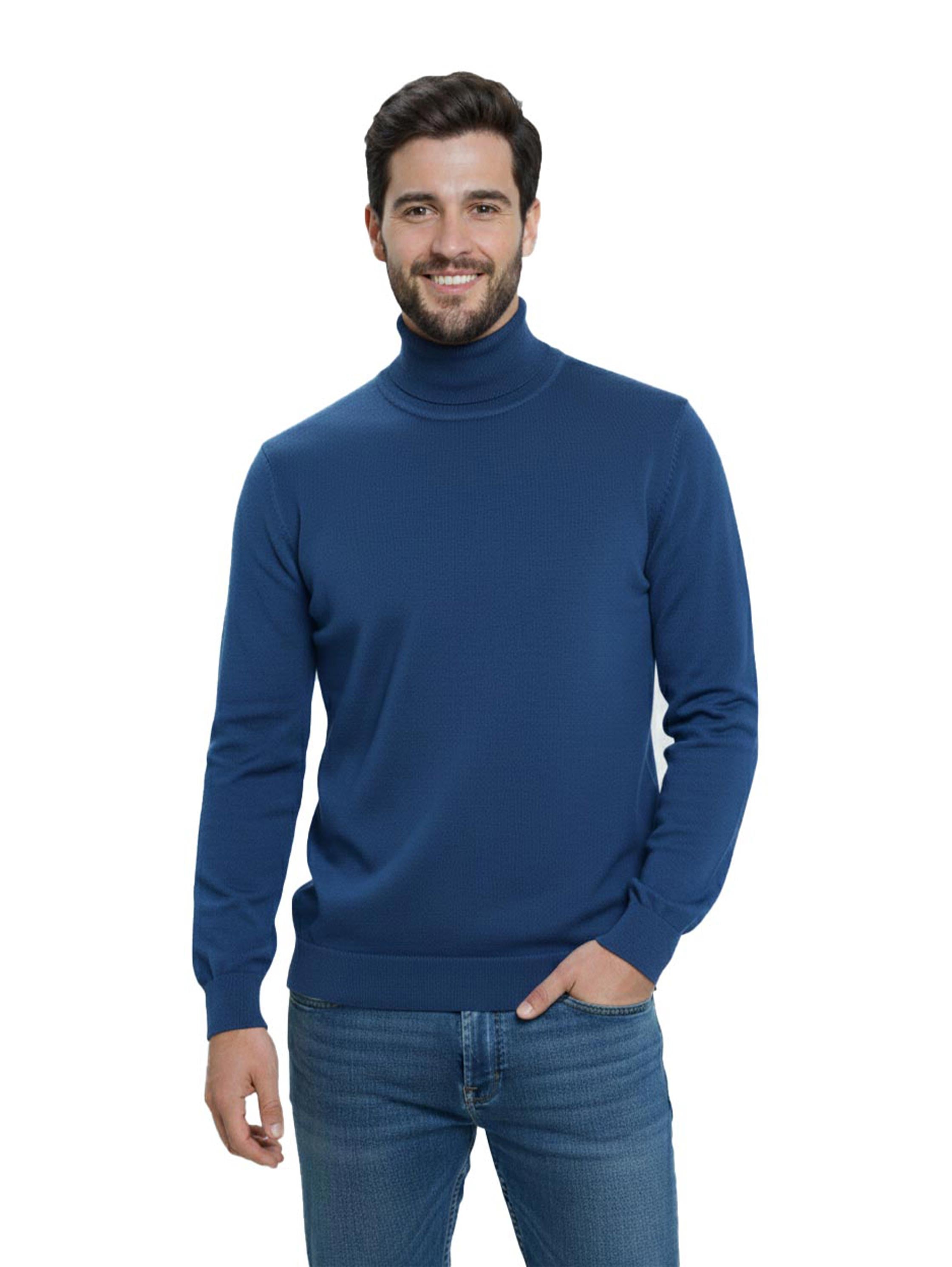 Turtleneck Long Sleeved Indigo Pullover