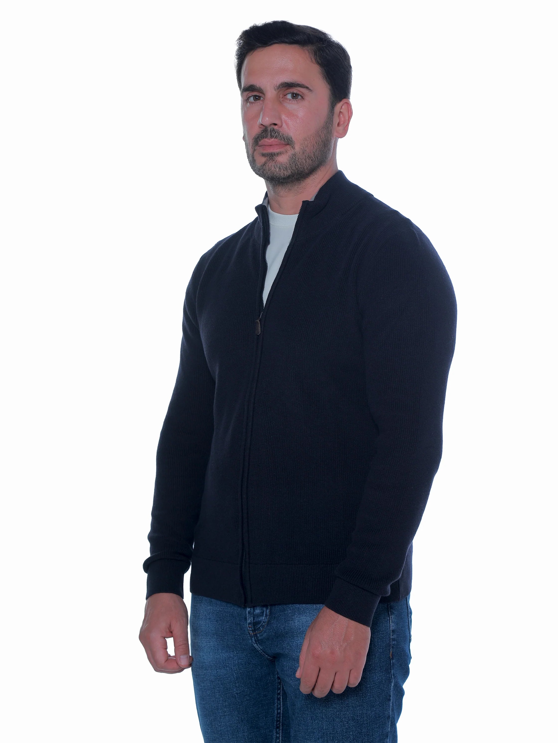 Navy Pullover With Full Zipper To Close