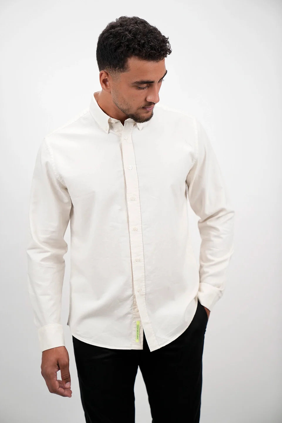 Long Sleeved Beige Linen Shirt