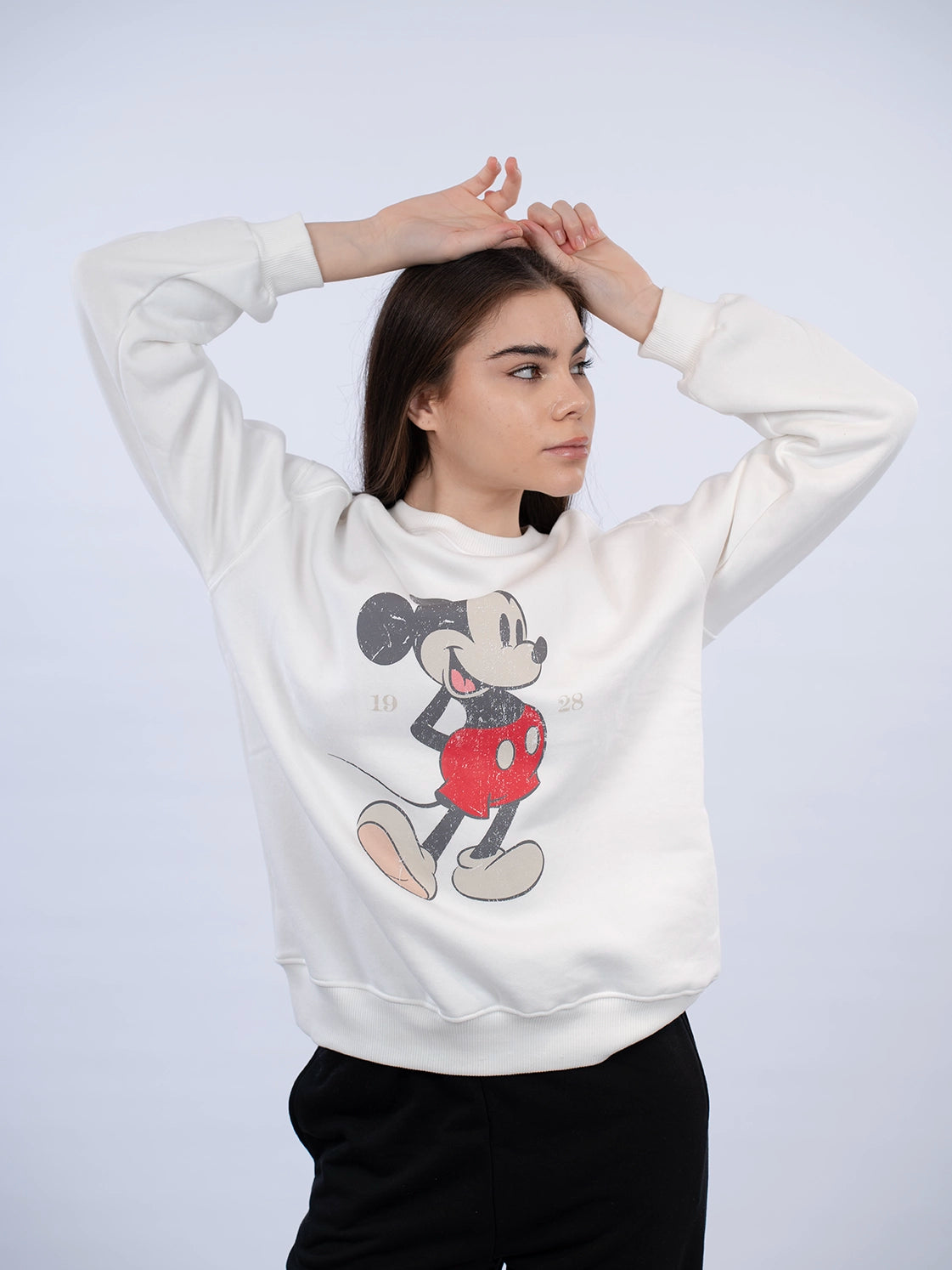 Off white Casual Sweater With Cartoon Front Design