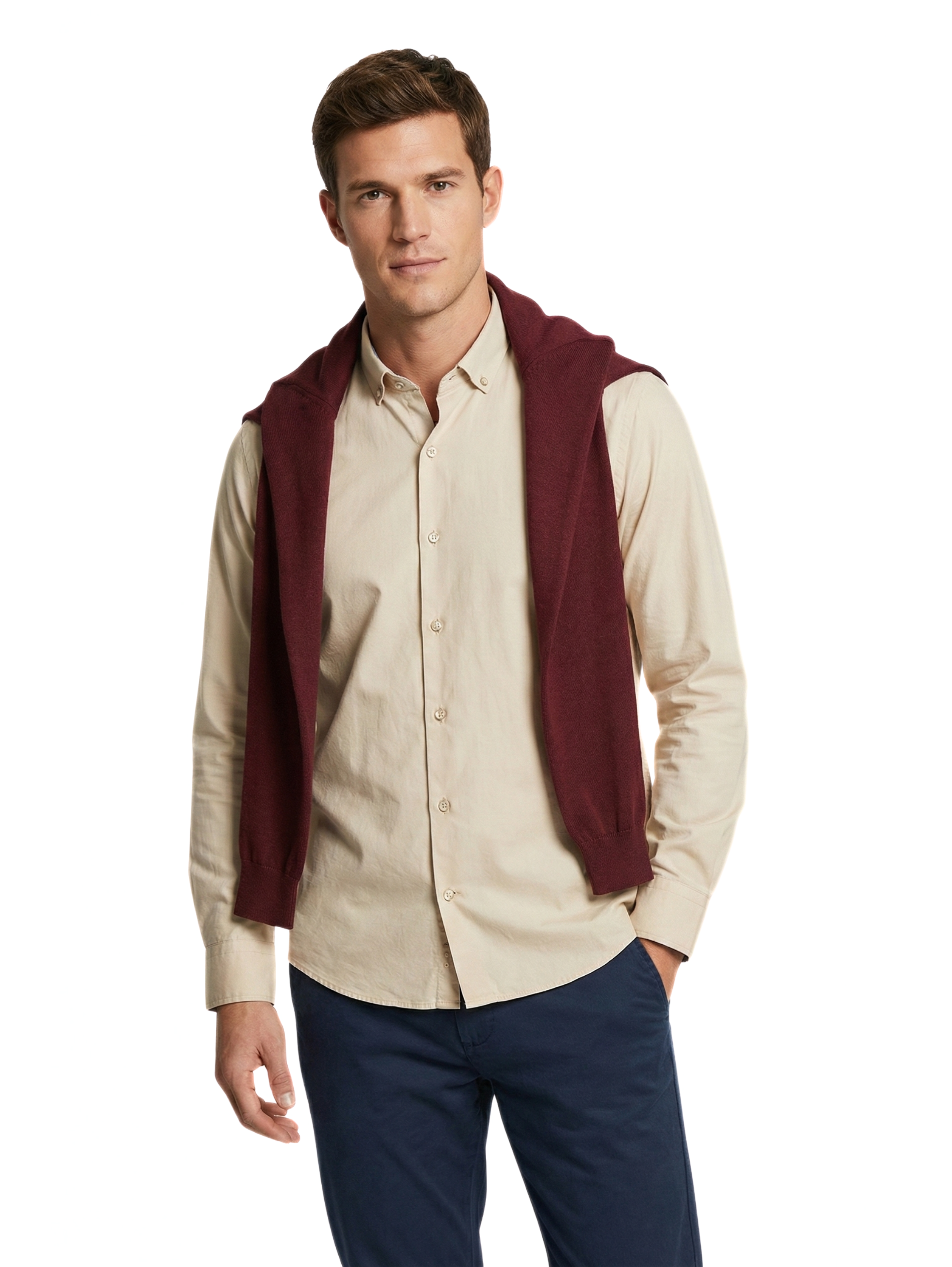 Beige Buttoned Shirt Long Sleeved