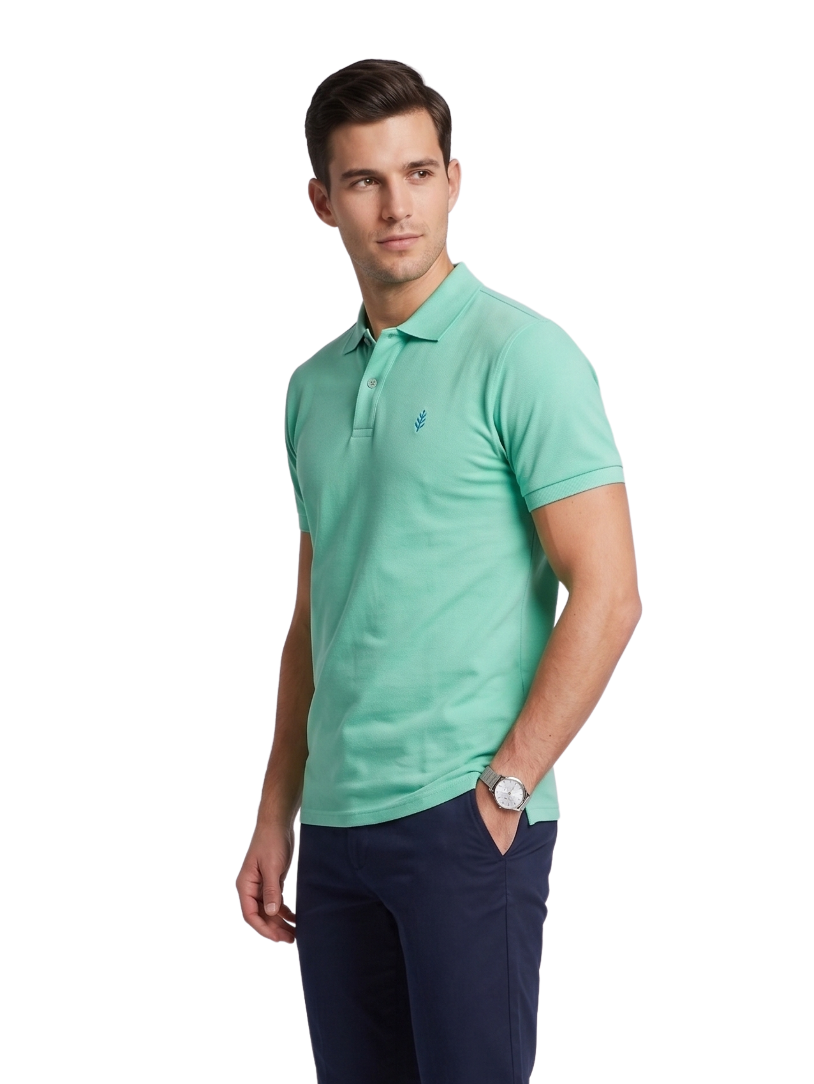 Mint Short Sleeved Polo With Two Button To Close