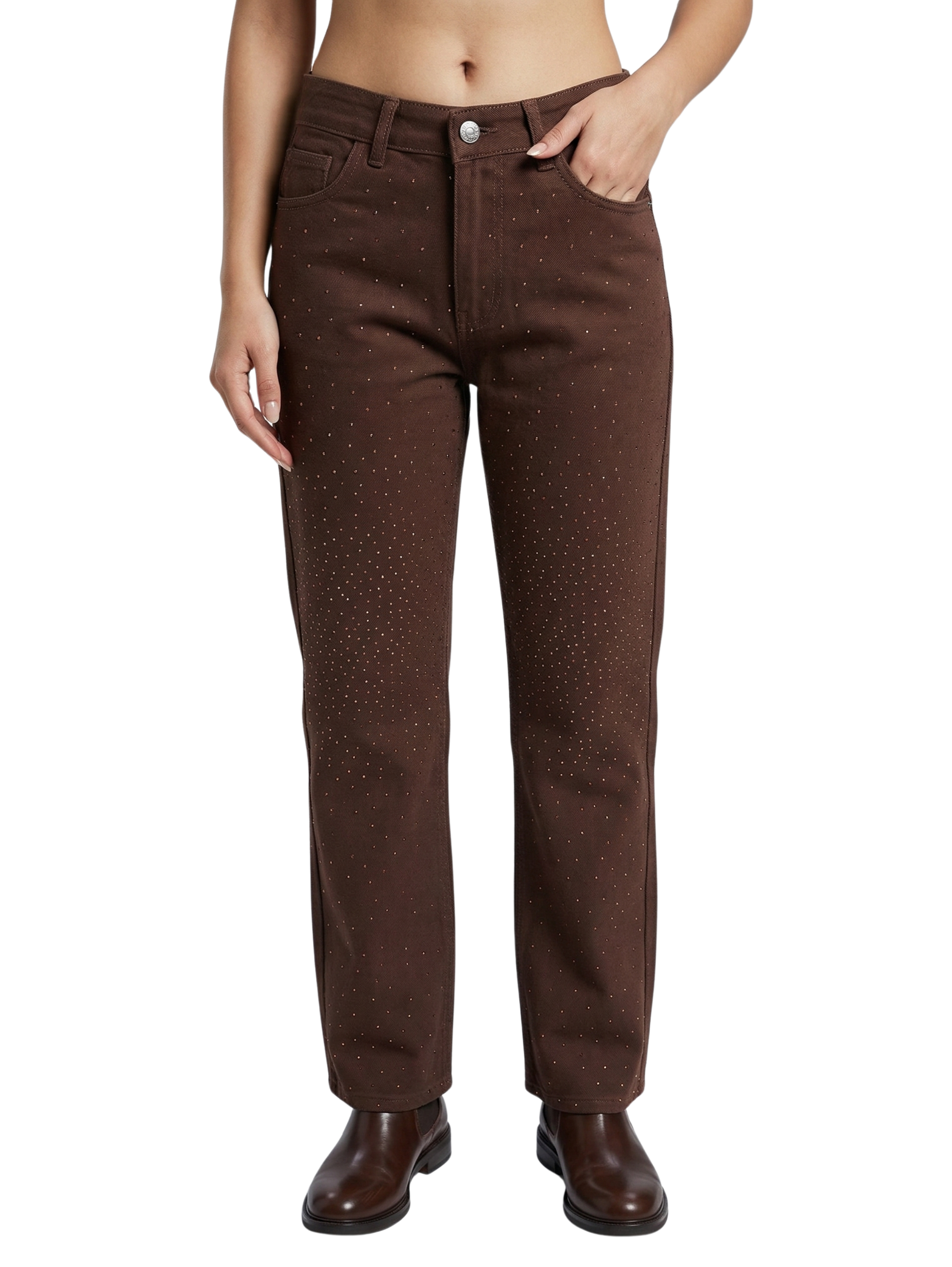 Brown Jeans With Five Pockets Style