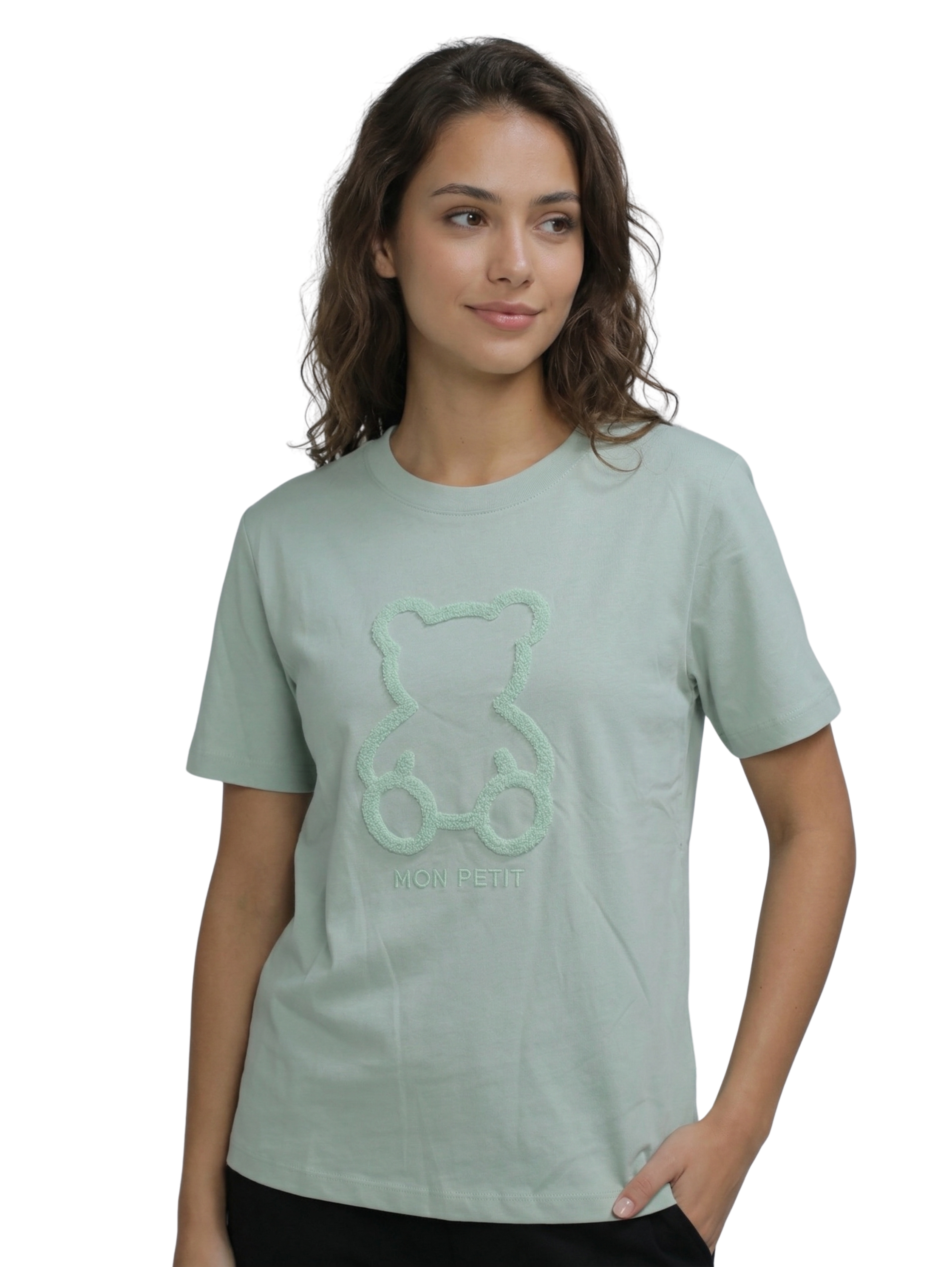 Short Sleeved Green T-Shirt With Front Design