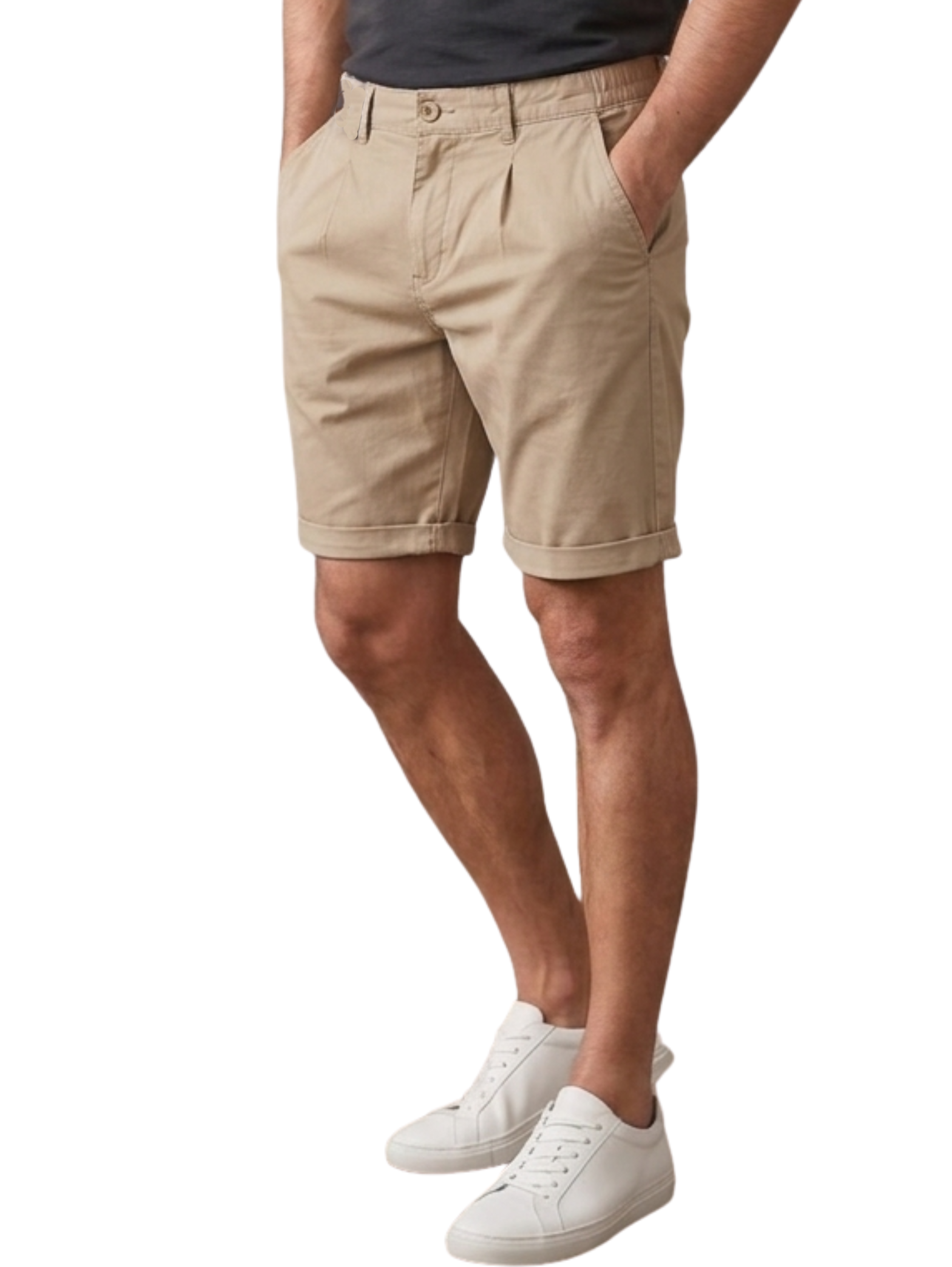 Beige Casual Chino Shorts
